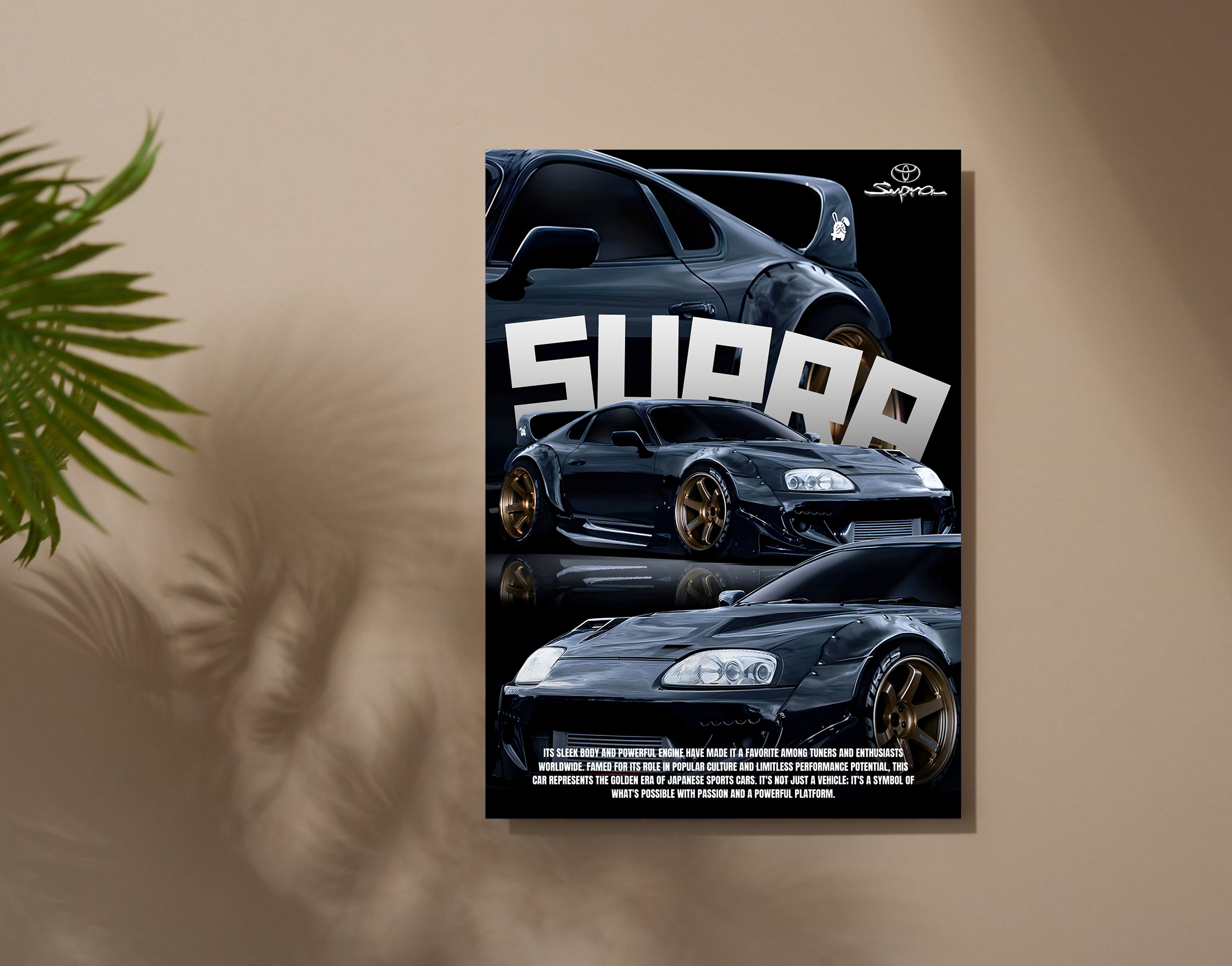 "SUPRA - SPORTS CAR"- Shiny & Sturdy Metallic Poster  Art That Pops & Sticks