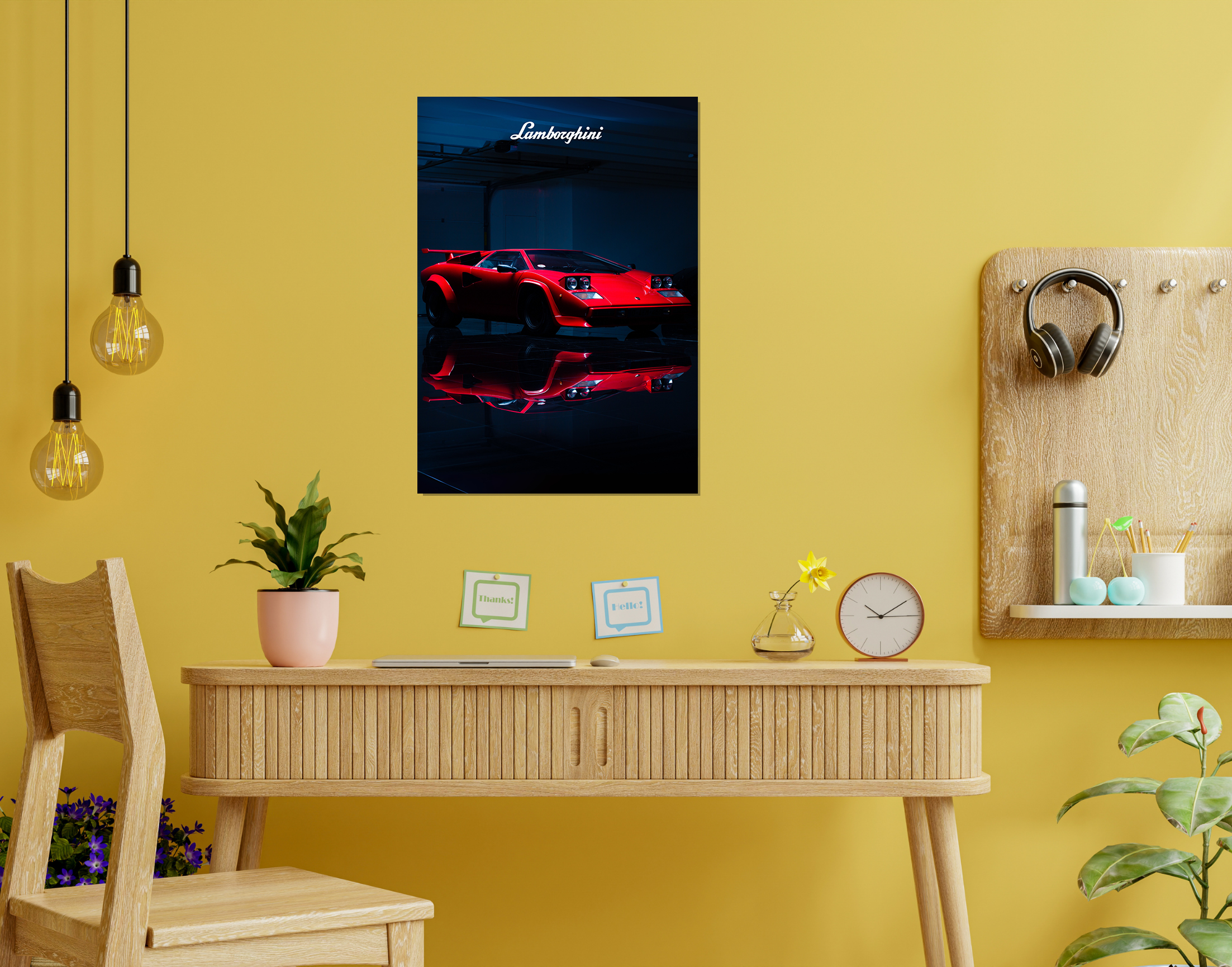 "Lamborghini Countach"- Shiny & Sturdy Metallic Poster  Art That Pops & Sticks