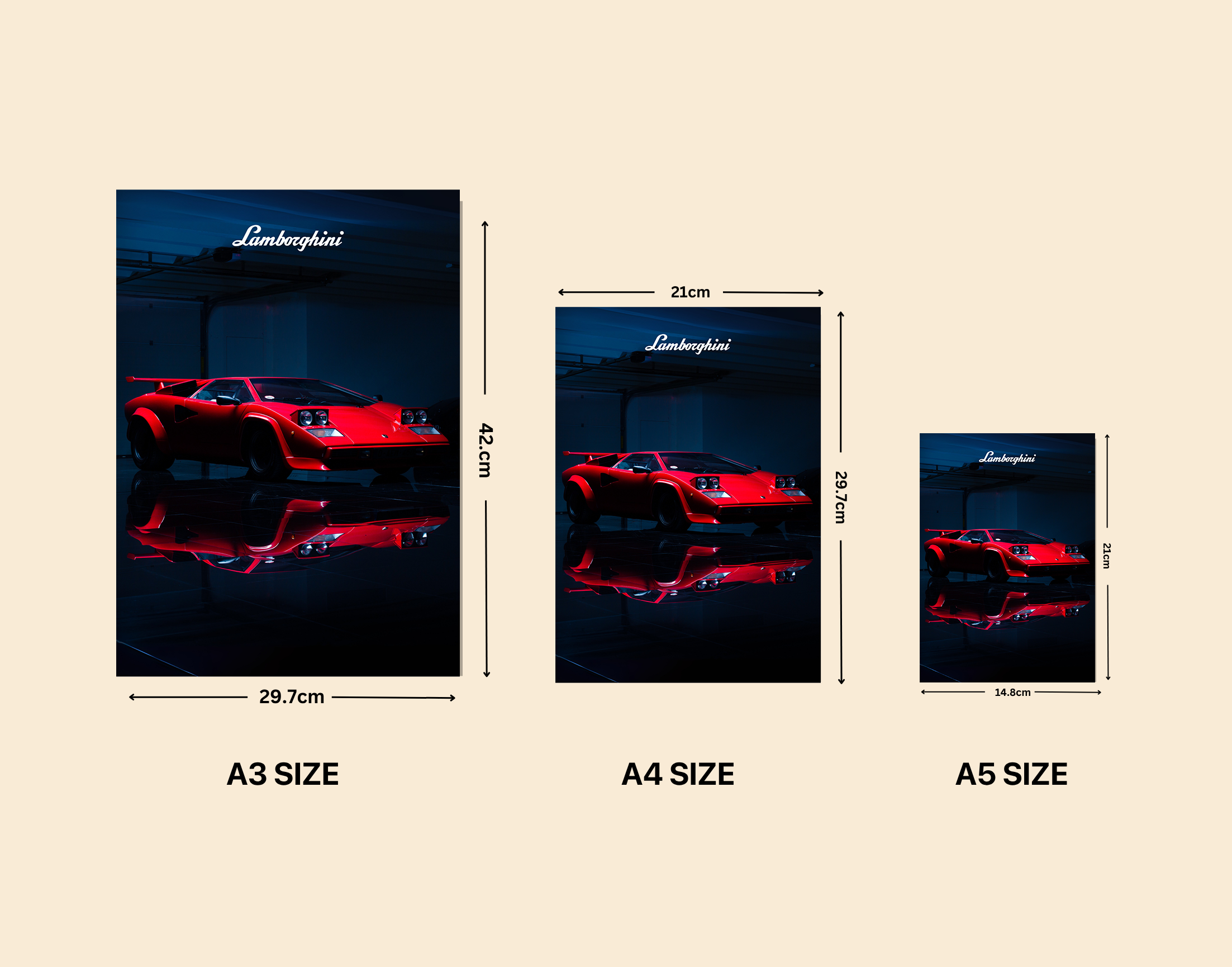 "Lamborghini Countach"- Shiny & Sturdy Metallic Poster  Art That Pops & Sticks