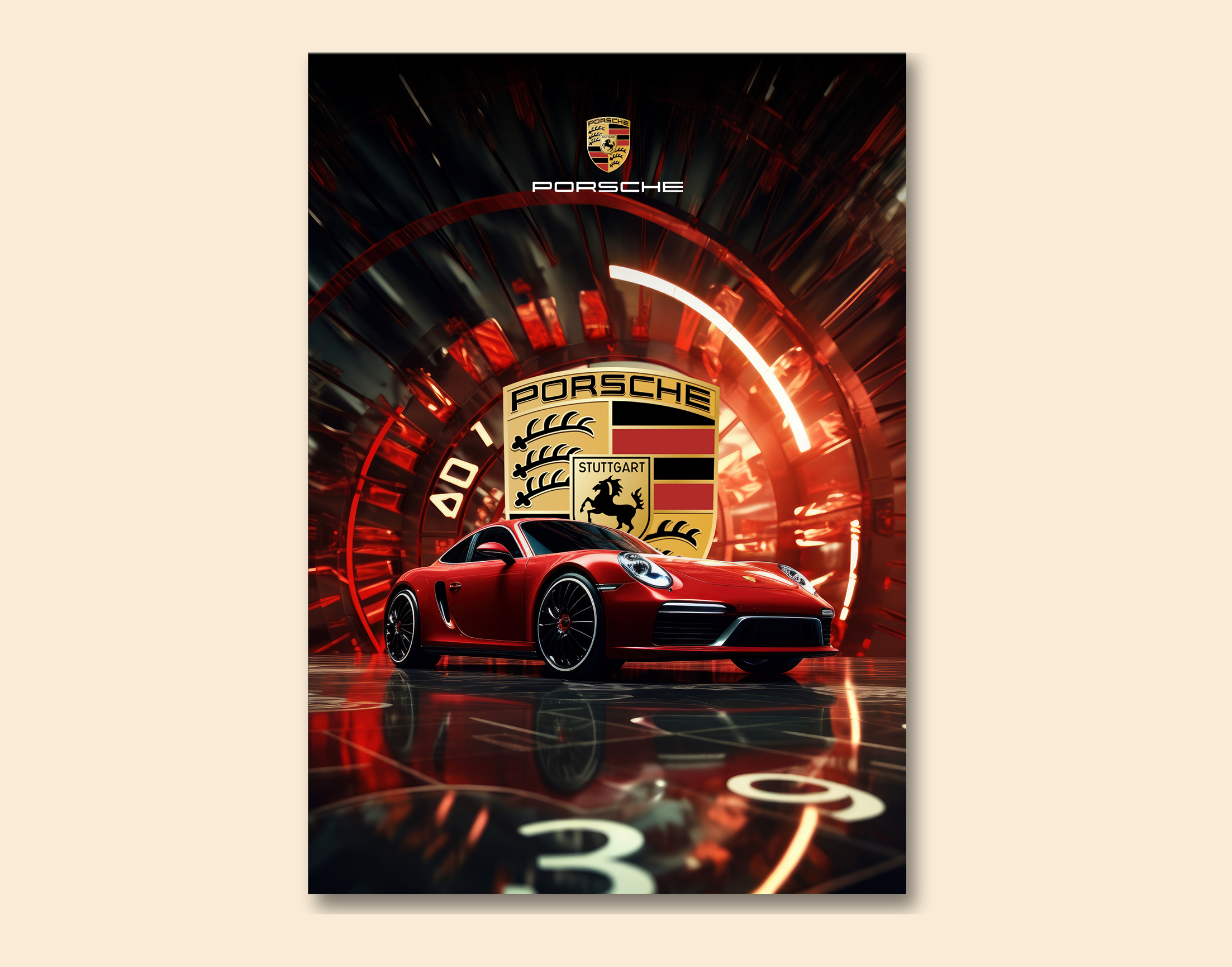 "911 PORSCHE - RETRO"- Shiny & Sturdy Metallic Poster  Art That Pops & Sticks
