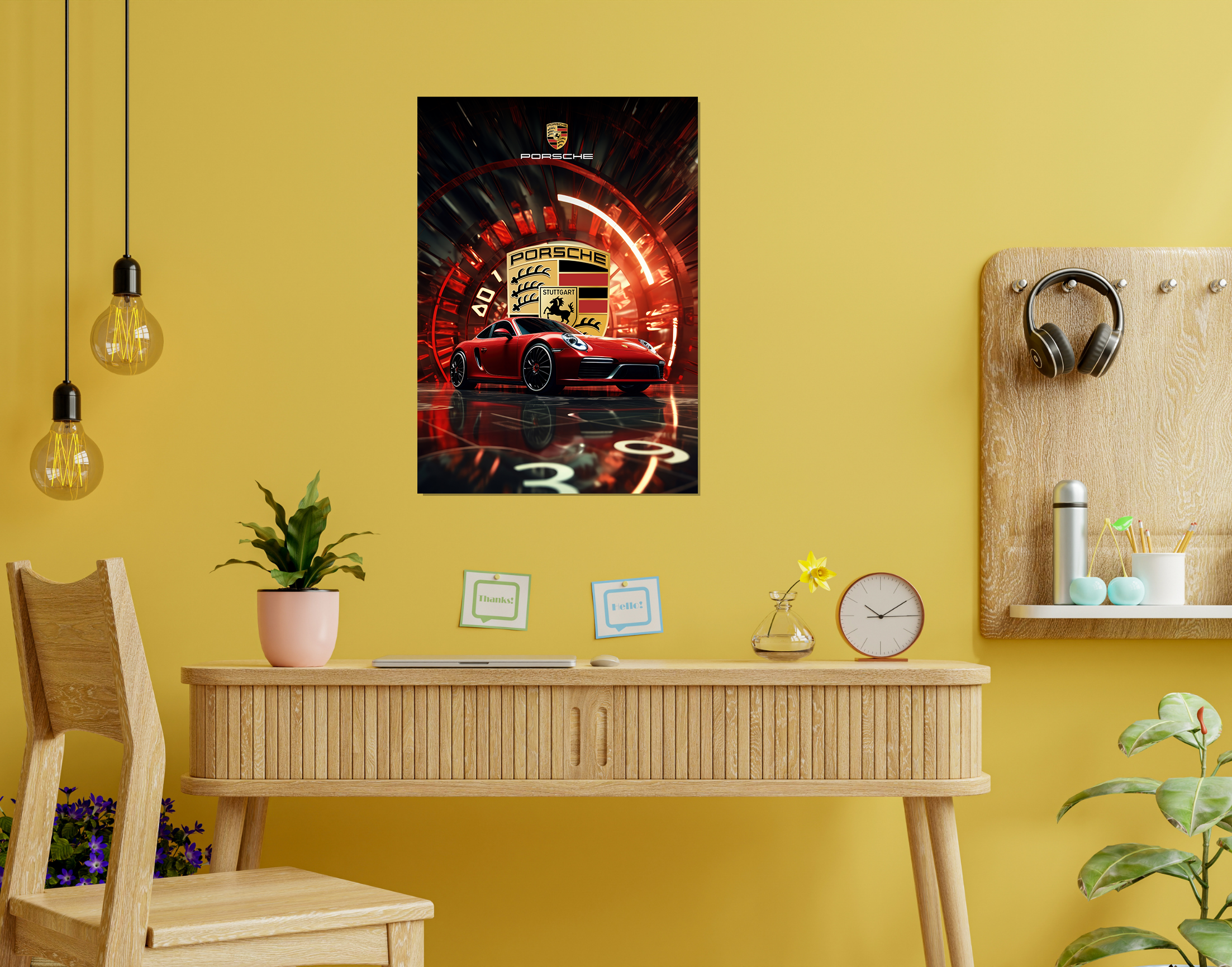 "911 PORSCHE - RETRO"- Shiny & Sturdy Metallic Poster  Art That Pops & Sticks