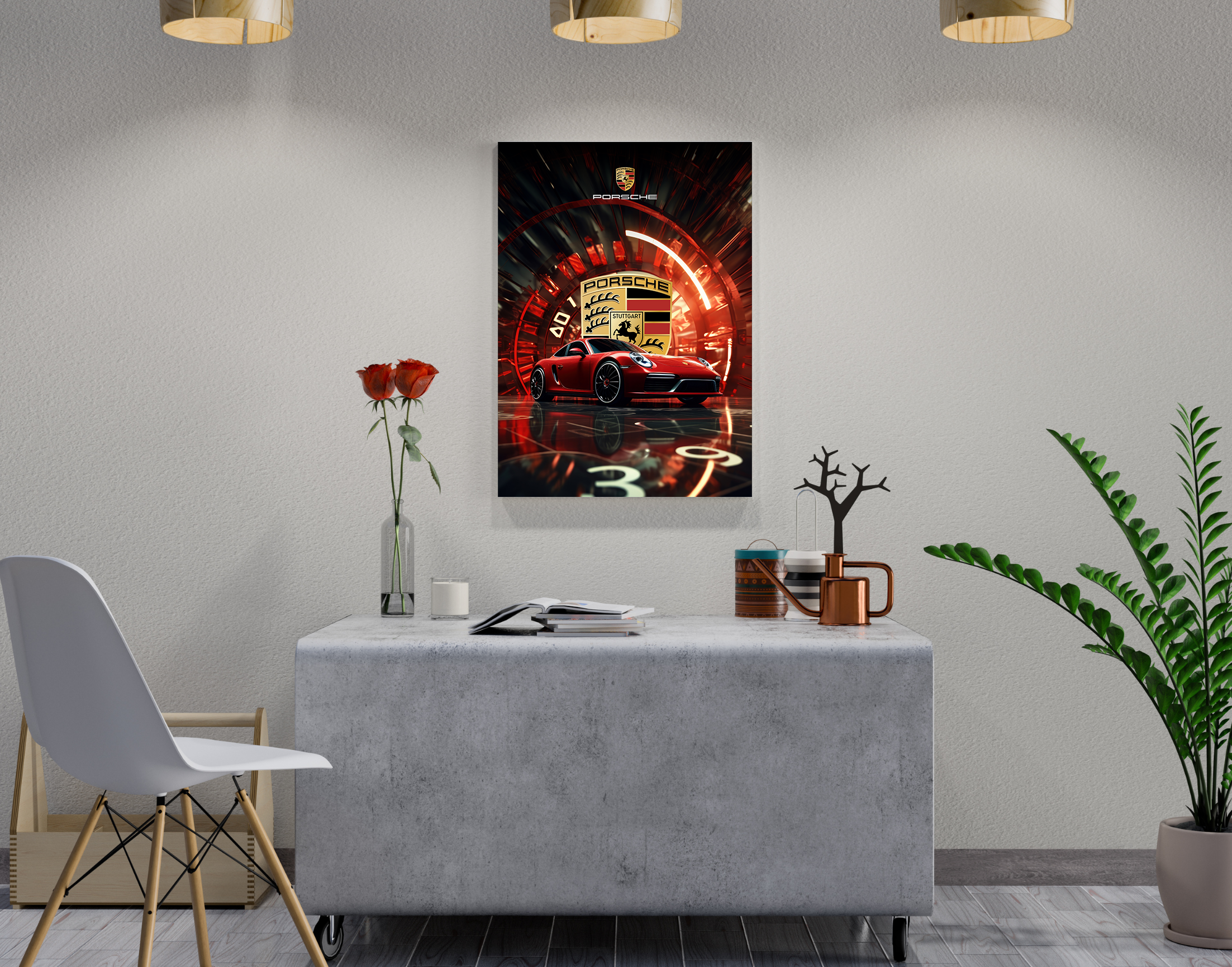 "911 PORSCHE - RETRO"- Shiny & Sturdy Metallic Poster  Art That Pops & Sticks