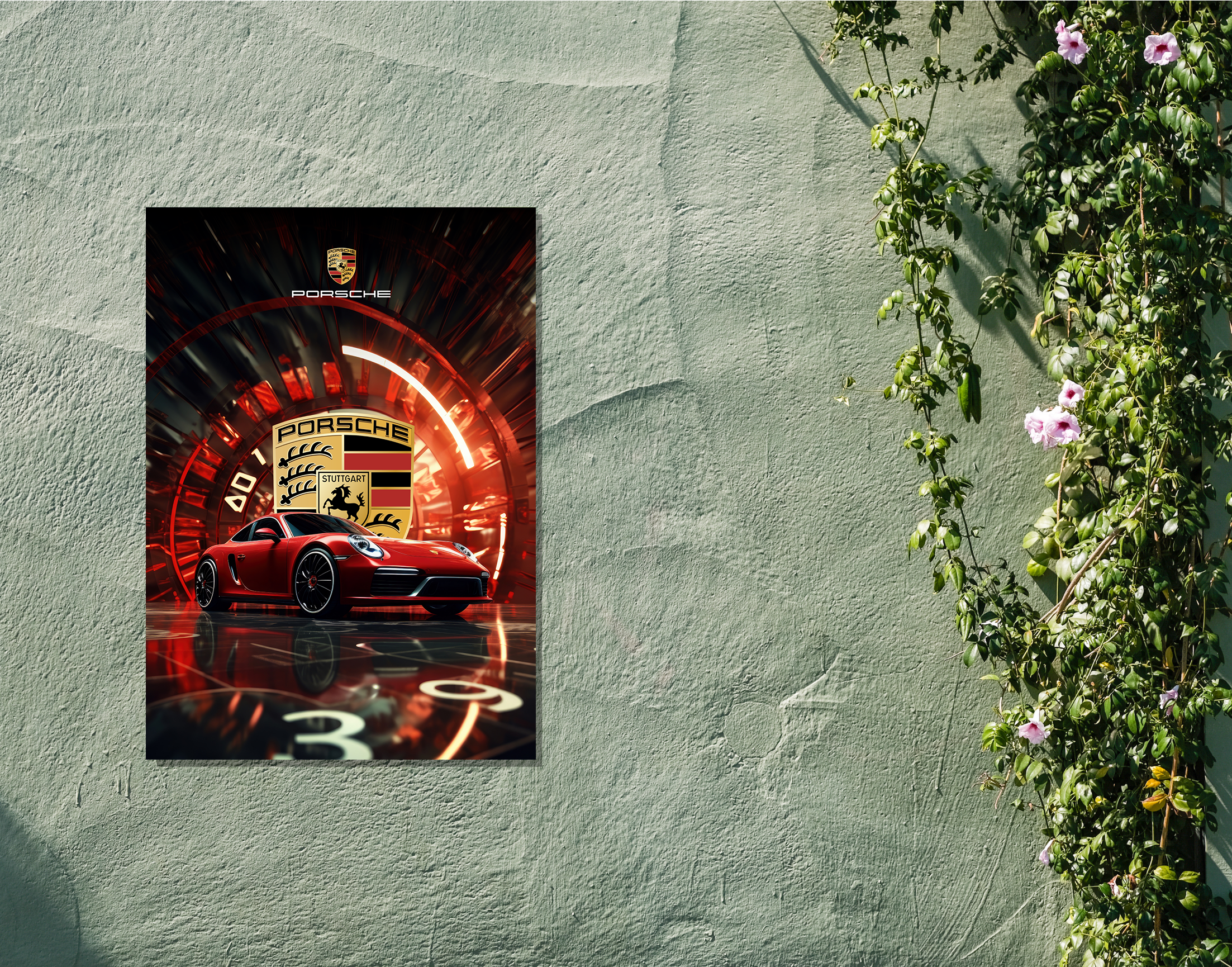 "911 PORSCHE - RETRO"- Shiny & Sturdy Metallic Poster  Art That Pops & Sticks