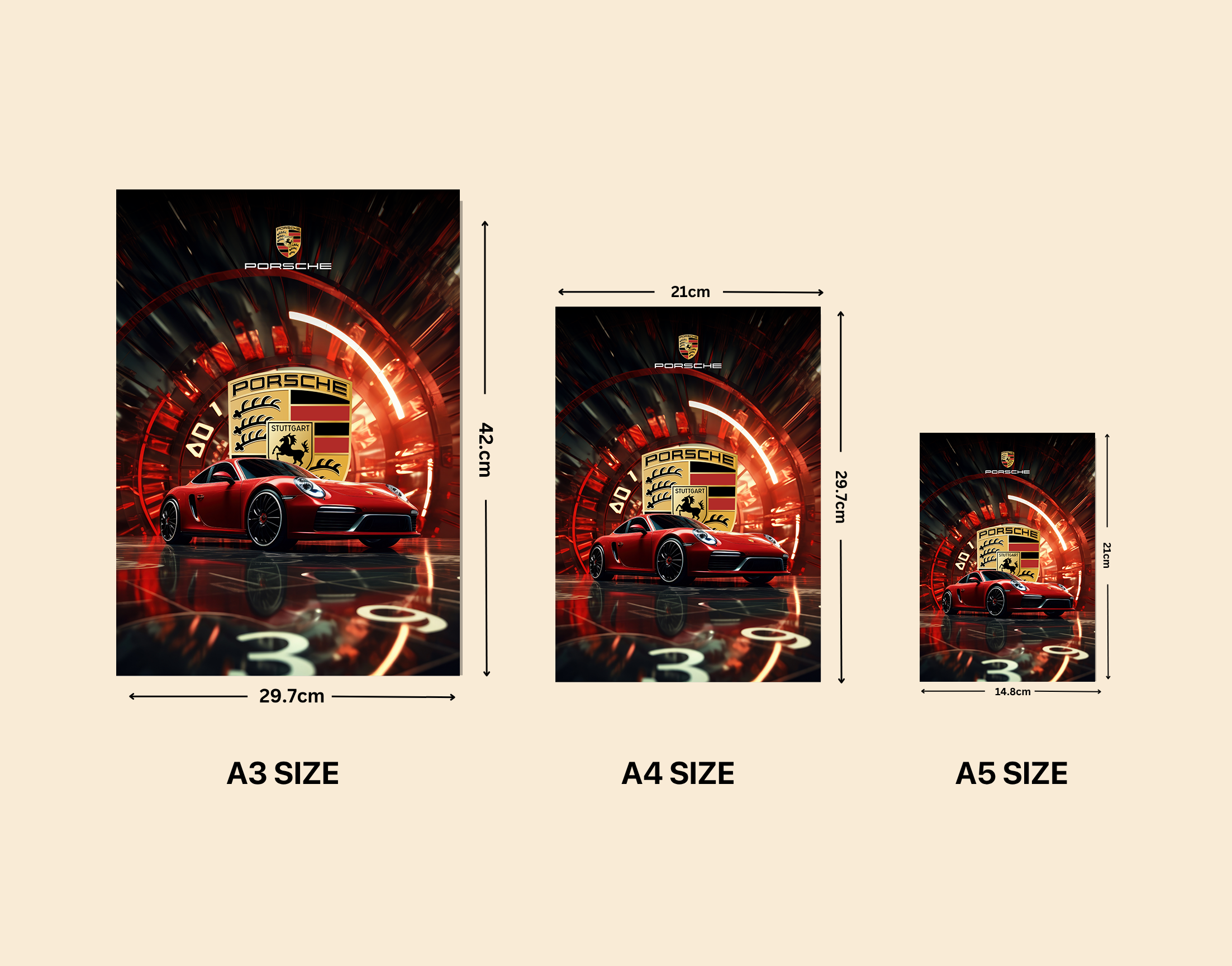 "911 PORSCHE - RETRO"- Shiny & Sturdy Metallic Poster  Art That Pops & Sticks