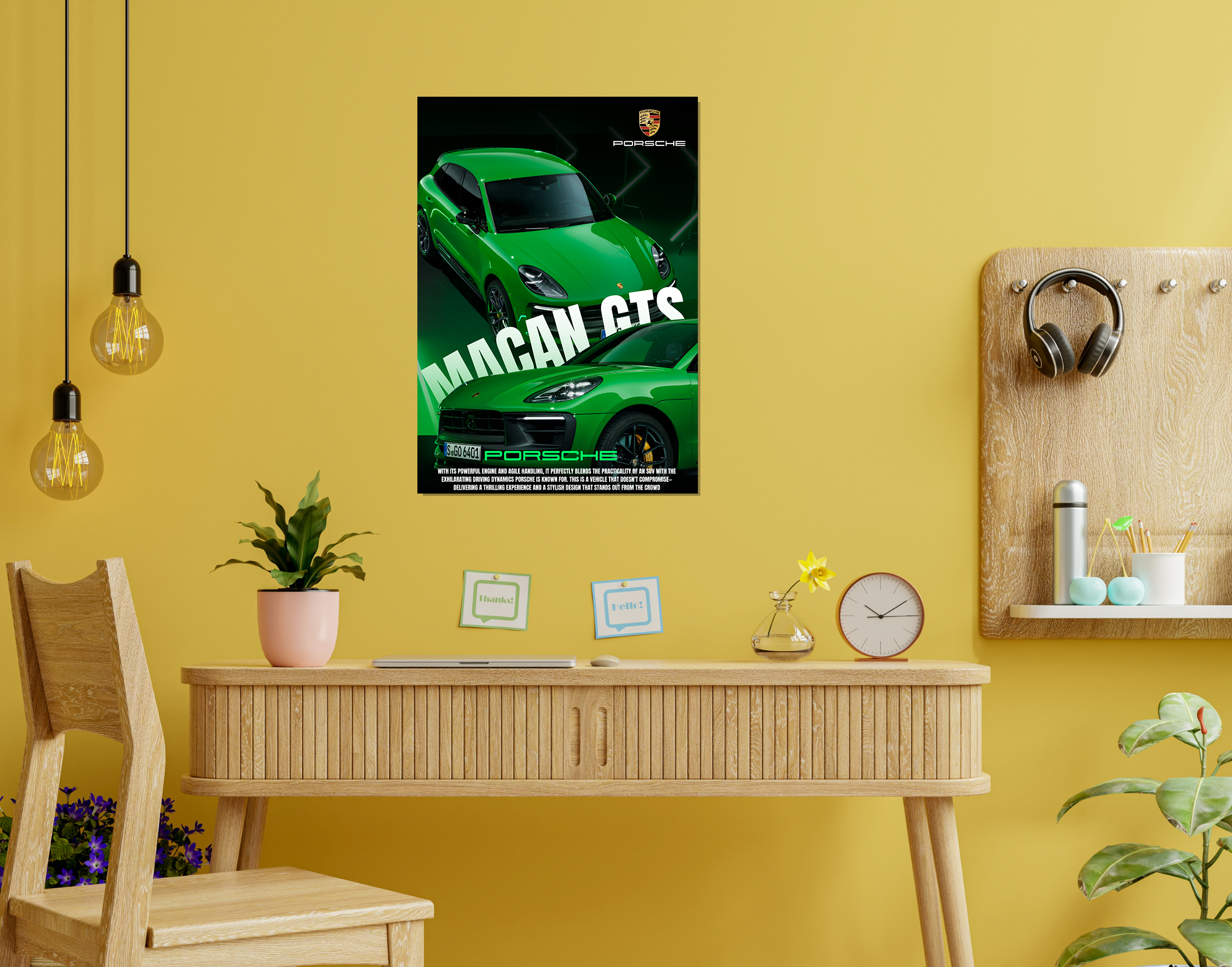 "MACAN GTS - PORSCHE"- Shiny & Sturdy Metallic Poster  Art That Pops & Sticks