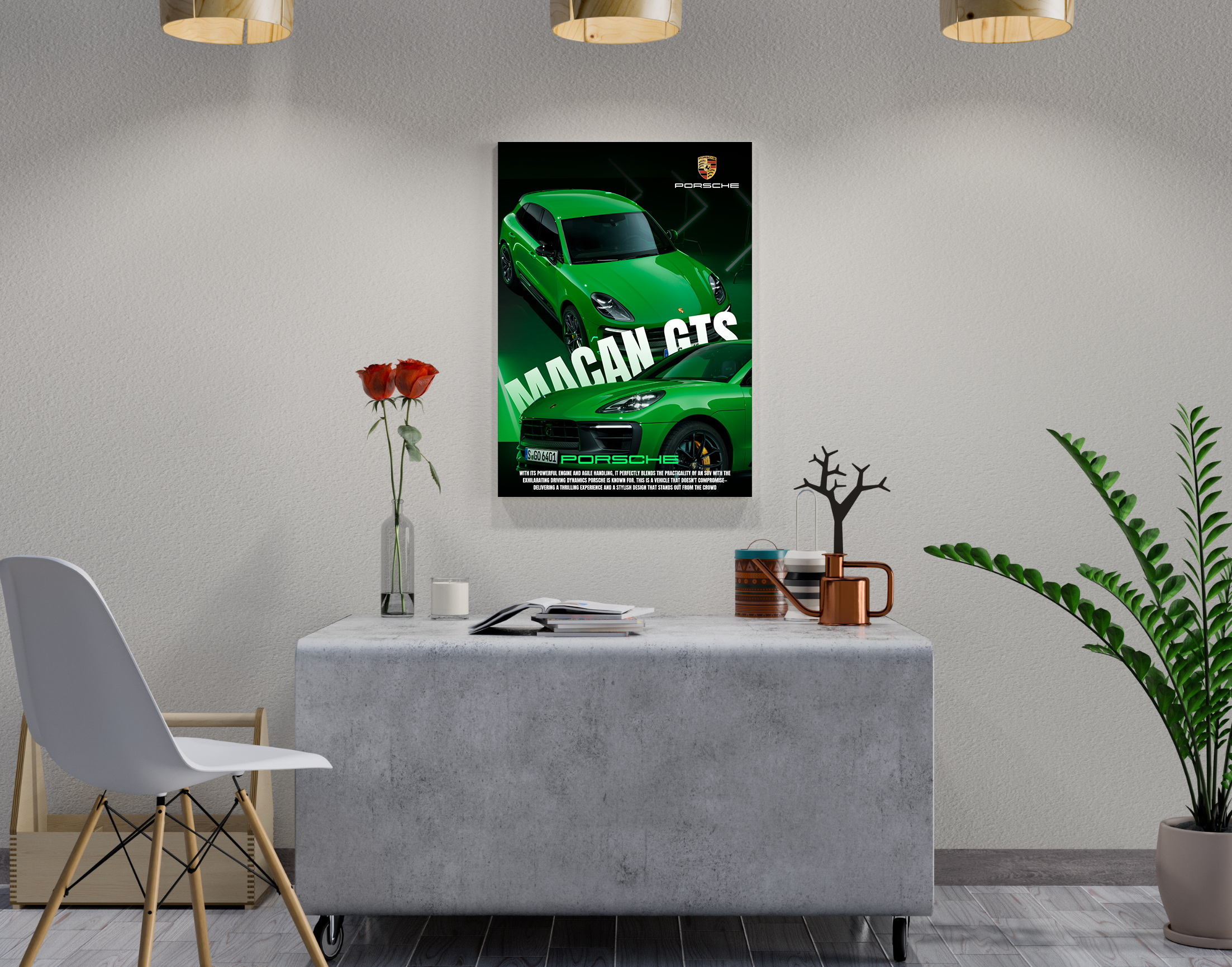 "MACAN GTS - PORSCHE"- Shiny & Sturdy Metallic Poster  Art That Pops & Sticks