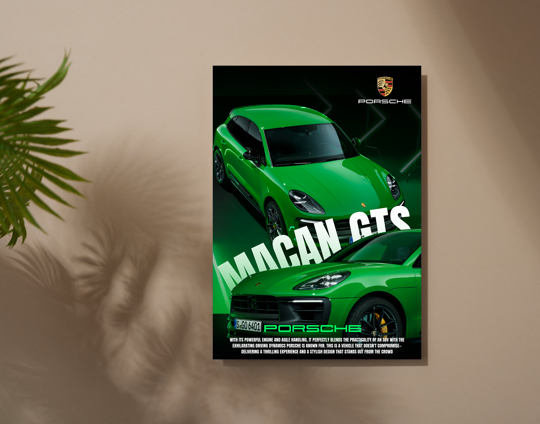 "MACAN GTS - PORSCHE"- Shiny & Sturdy Metallic Poster  Art That Pops & Sticks