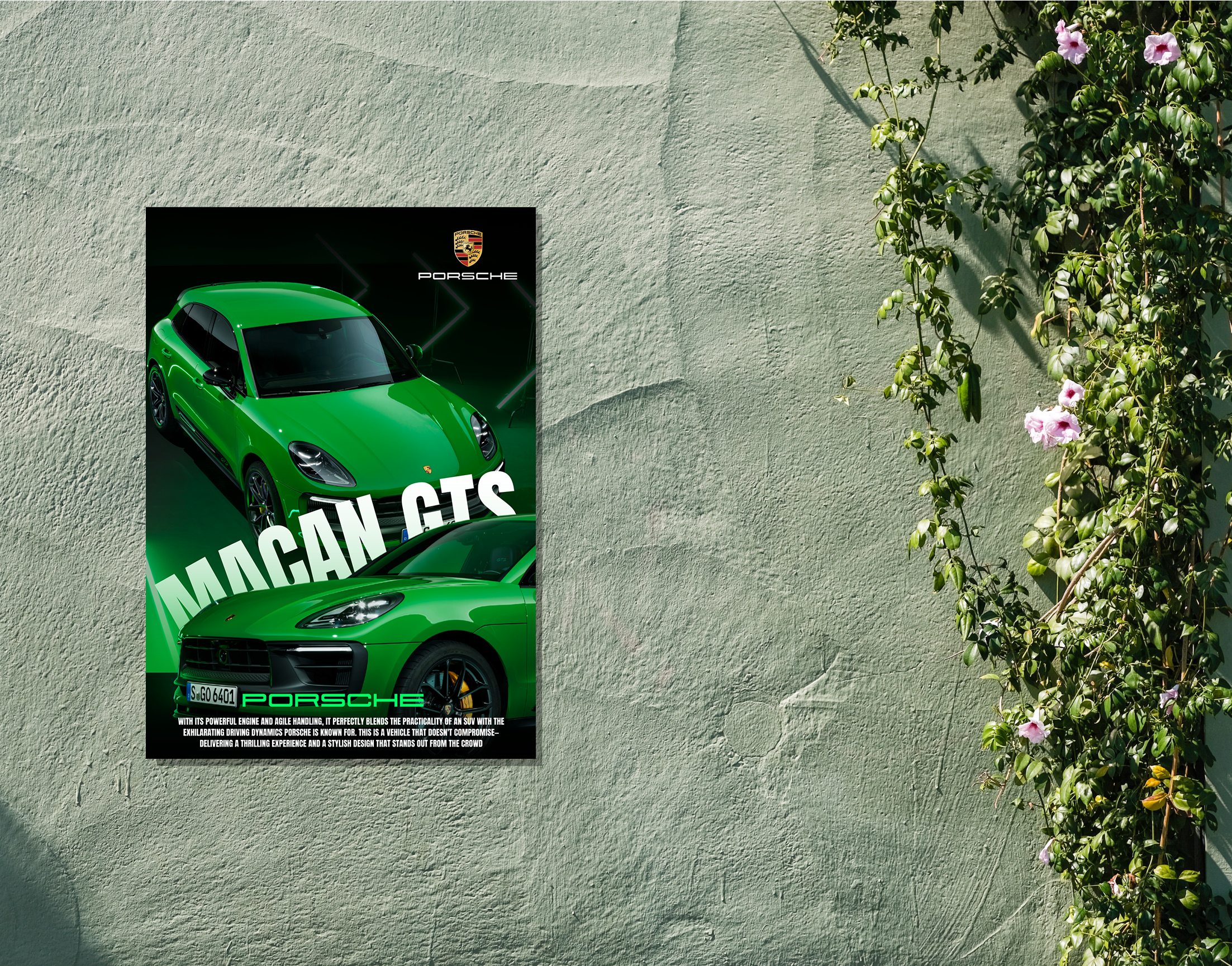 "MACAN GTS - PORSCHE"- Shiny & Sturdy Metallic Poster  Art That Pops & Sticks