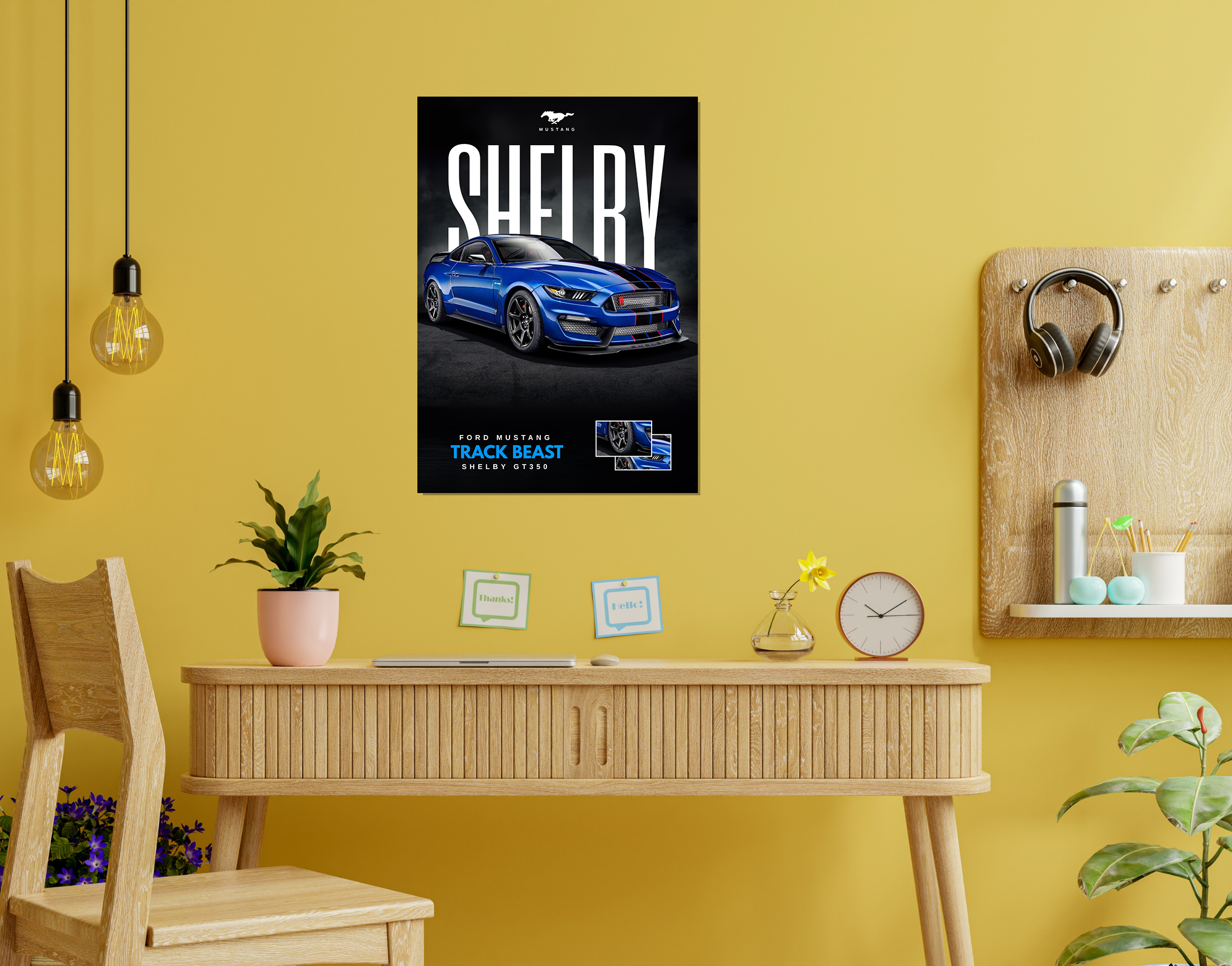 "FORD MUSTANG - TRACK BEAST"- Shiny & Sturdy Metallic Poster  Art That Pops & Sticks