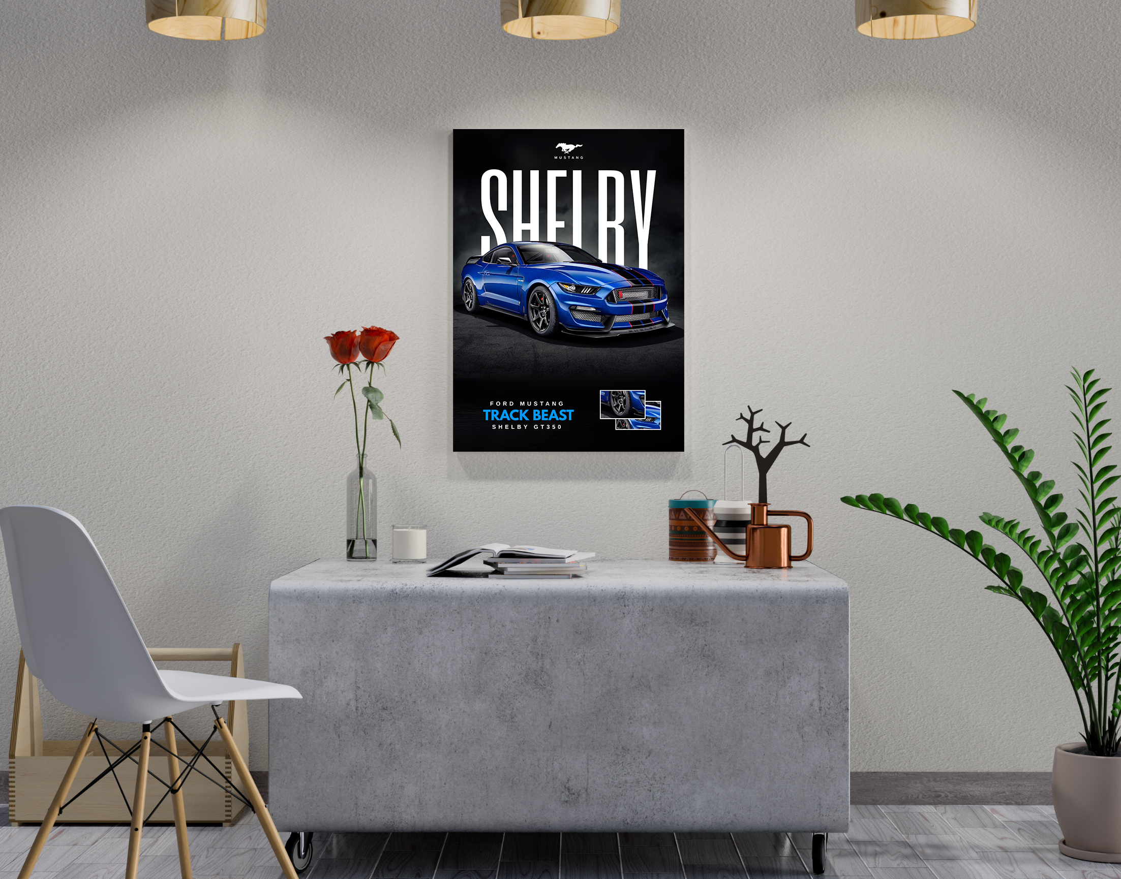 "FORD MUSTANG - TRACK BEAST"- Shiny & Sturdy Metallic Poster  Art That Pops & Sticks