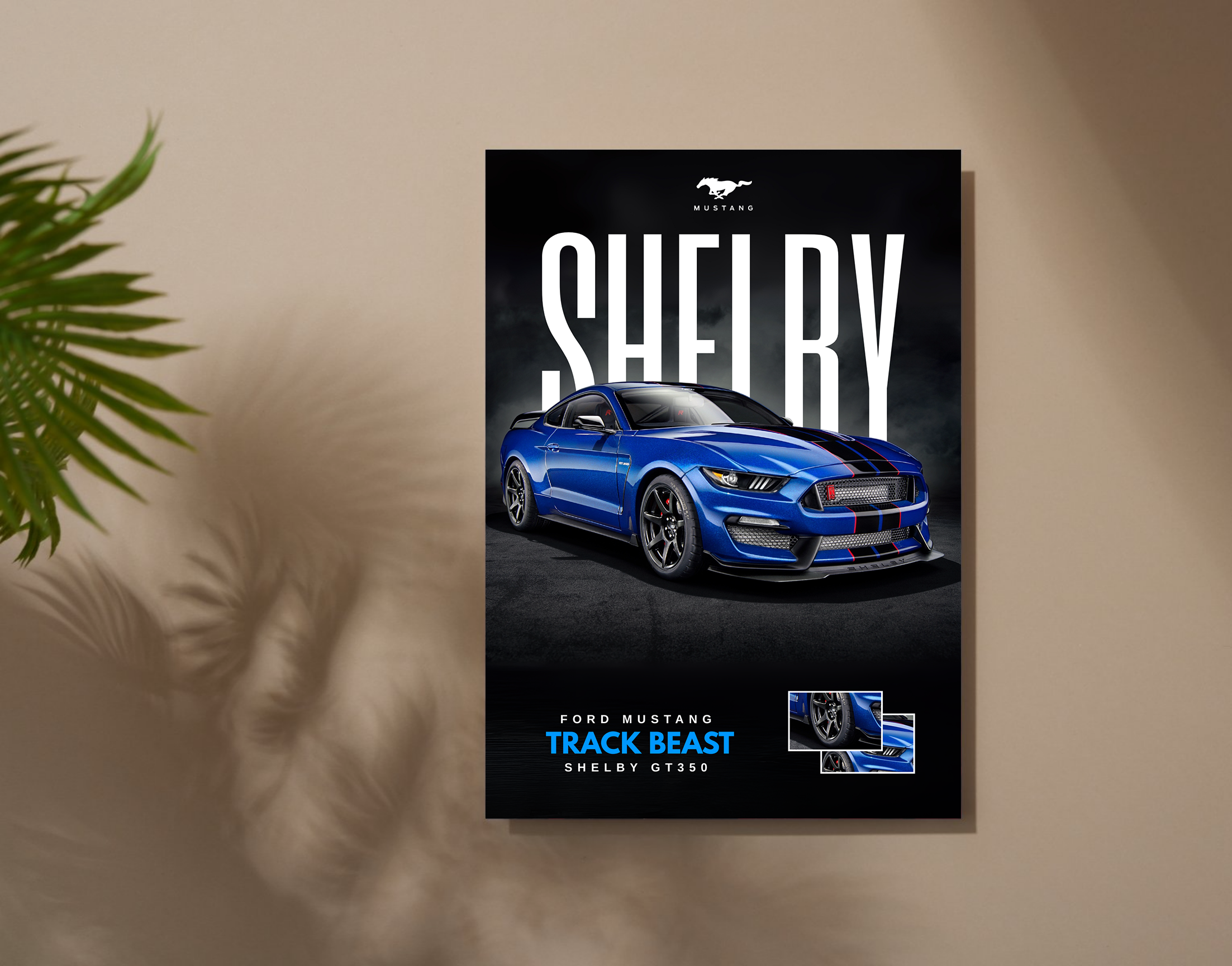 "FORD MUSTANG - TRACK BEAST"- Shiny & Sturdy Metallic Poster  Art That Pops & Sticks