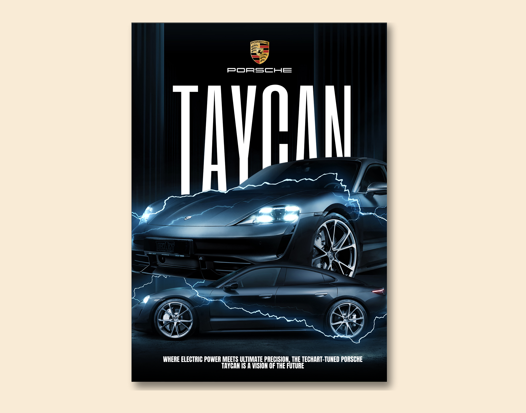 "TAYCAN - PORSCHE"- Shiny & Sturdy Metallic Poster  Art That Pops & Sticks