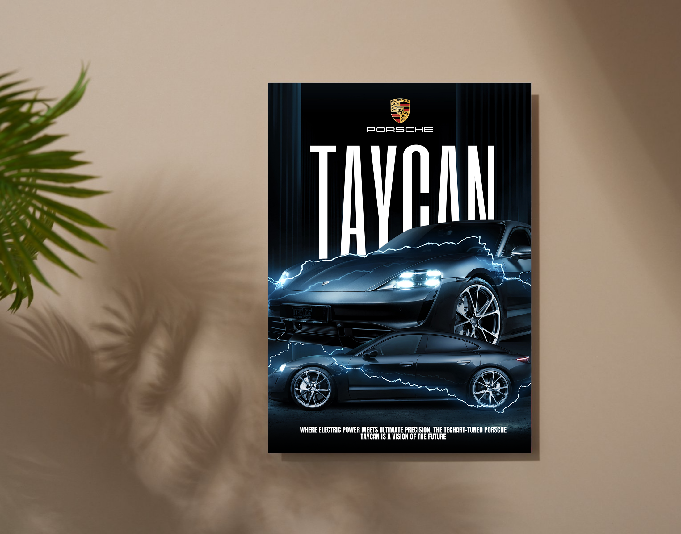 "TAYCAN - PORSCHE"- Shiny & Sturdy Metallic Poster  Art That Pops & Sticks