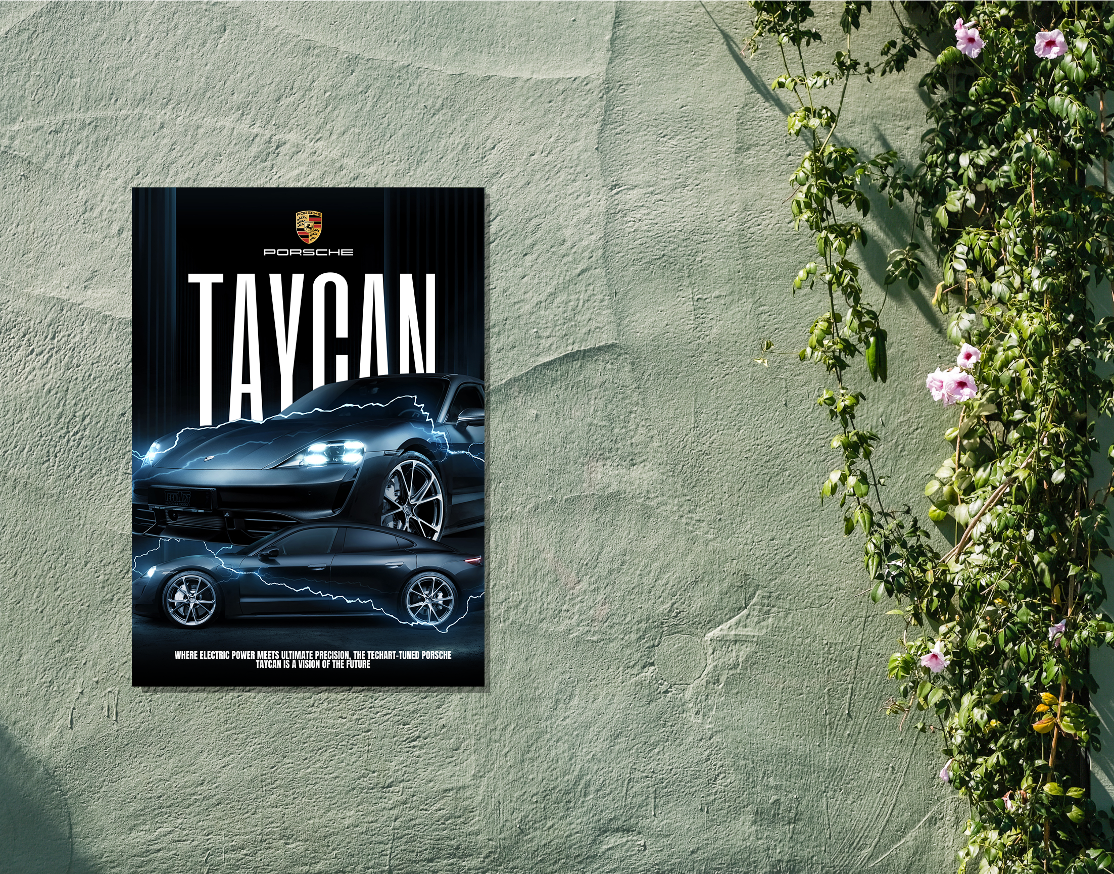 "TAYCAN - PORSCHE"- Shiny & Sturdy Metallic Poster  Art That Pops & Sticks