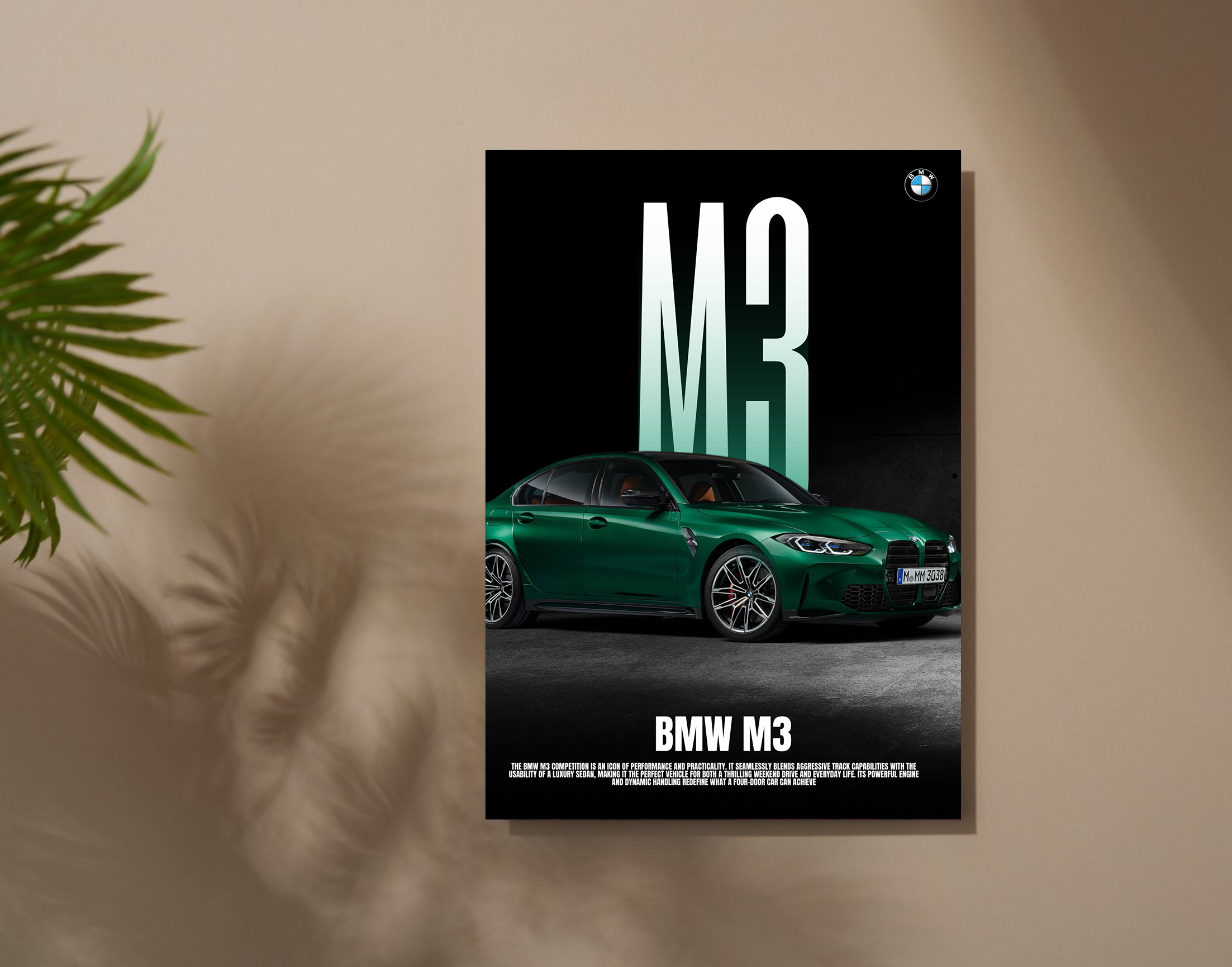 "BMW  M3"- Shiny & Sturdy Metallic Poster  Art That Pops & Sticks
