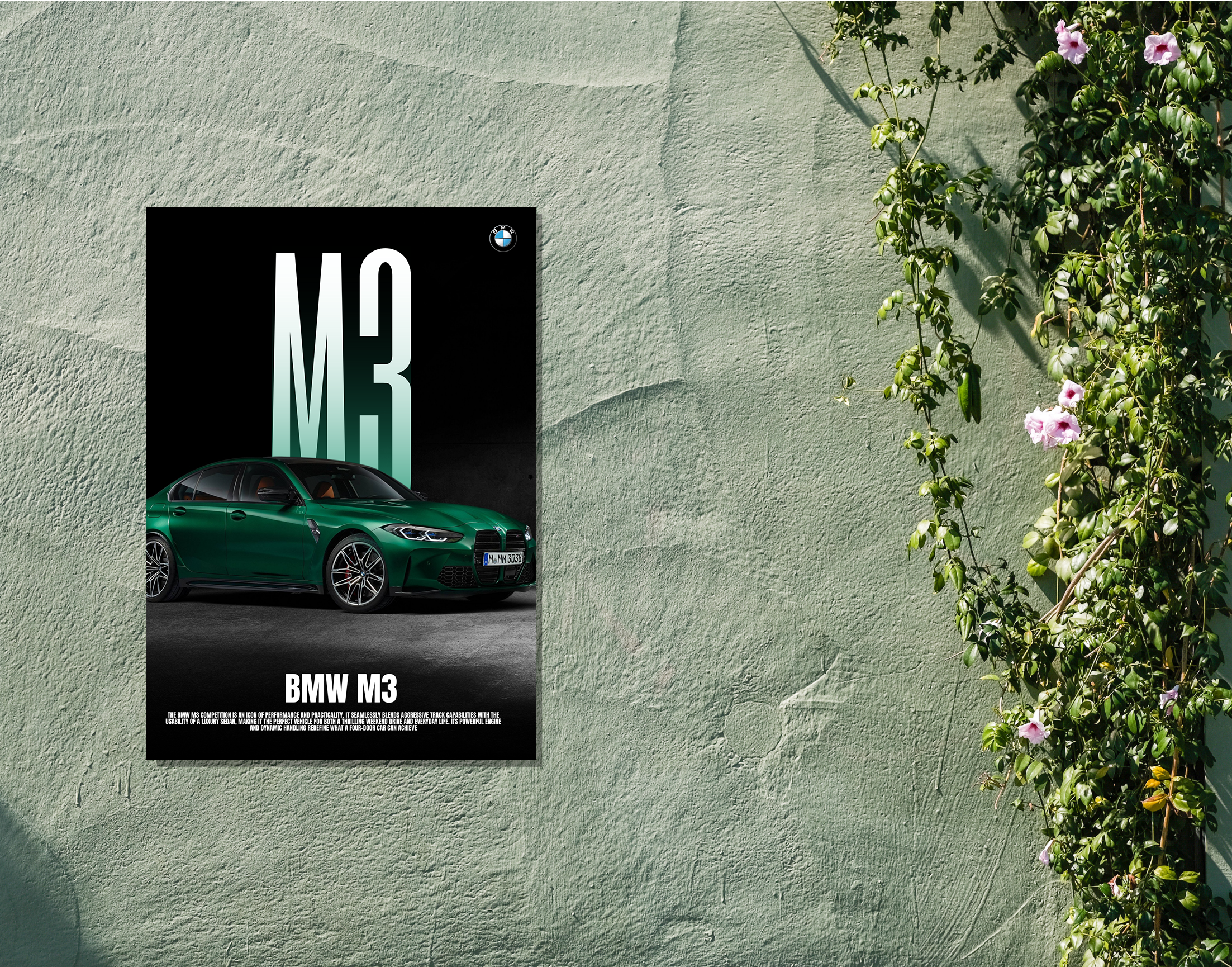 "BMW  M3"- Shiny & Sturdy Metallic Poster  Art That Pops & Sticks