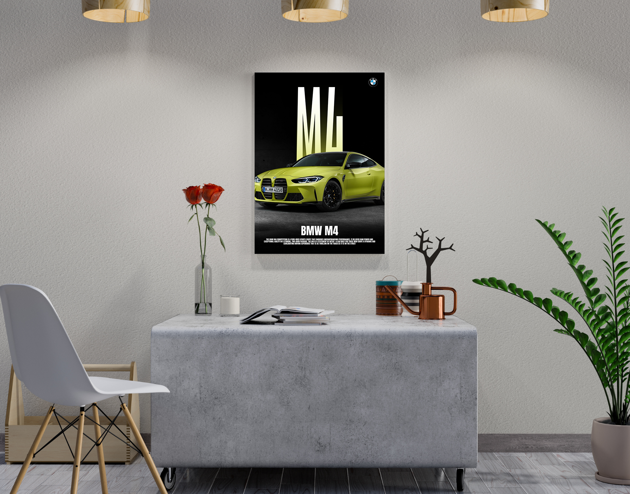 "BMW M4"- Shiny & Sturdy Metallic Poster  Art That Pops & Sticks