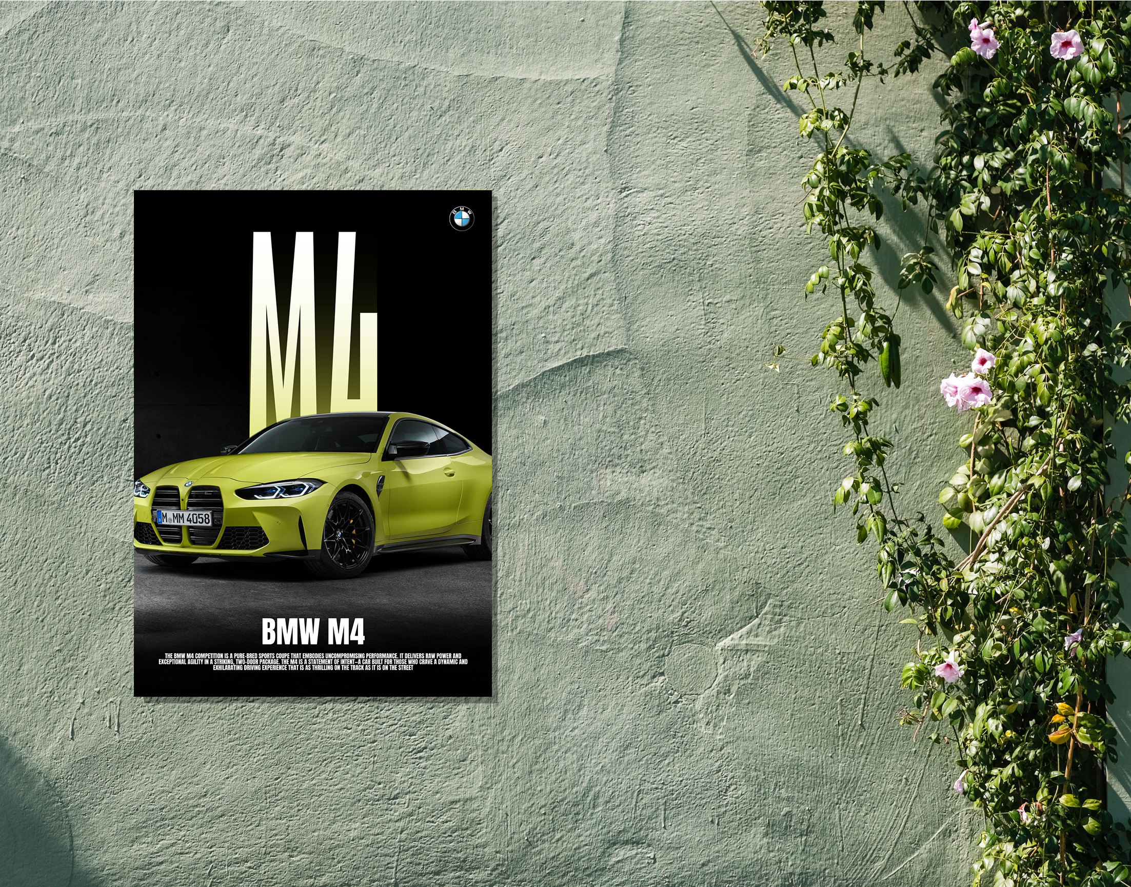 "BMW M4"- Shiny & Sturdy Metallic Poster  Art That Pops & Sticks