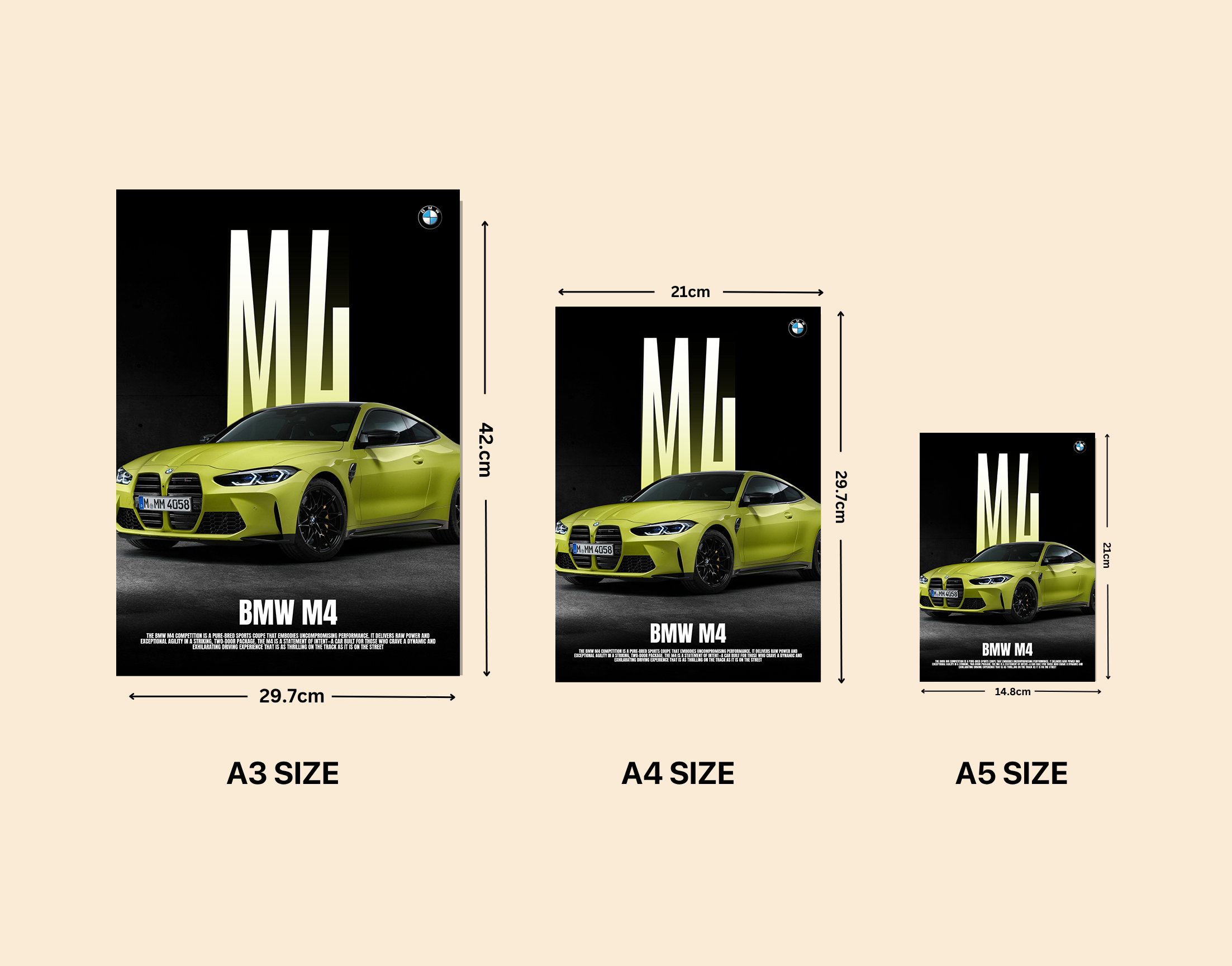 "BMW M4"- Shiny & Sturdy Metallic Poster  Art That Pops & Sticks