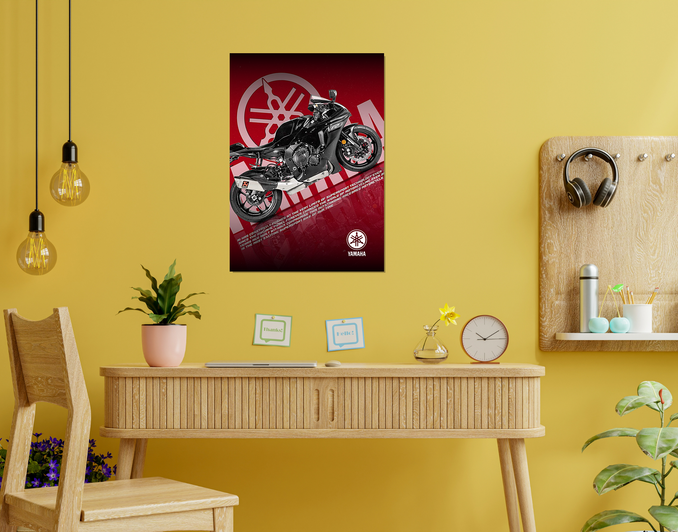 "YAMAHA - R1"- Shiny & Sturdy Metallic Poster  Art That Pops & Sticks