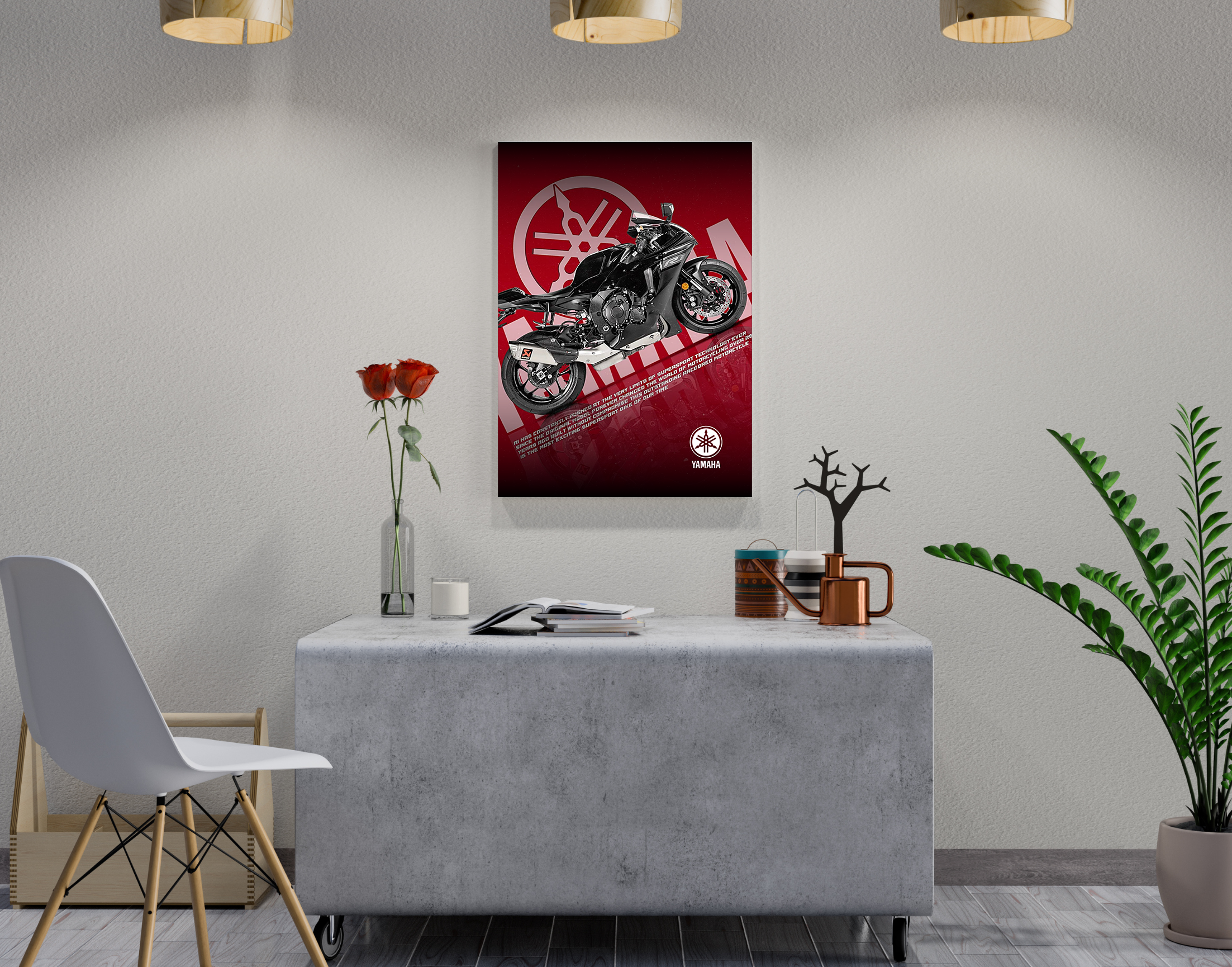 "YAMAHA - R1"- Shiny & Sturdy Metallic Poster  Art That Pops & Sticks