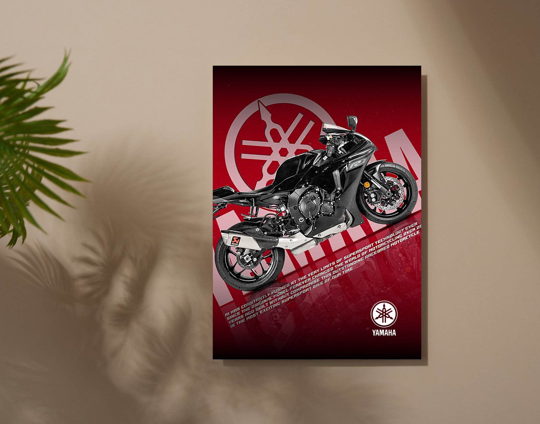 "YAMAHA - R1"- Shiny & Sturdy Metallic Poster  Art That Pops & Sticks