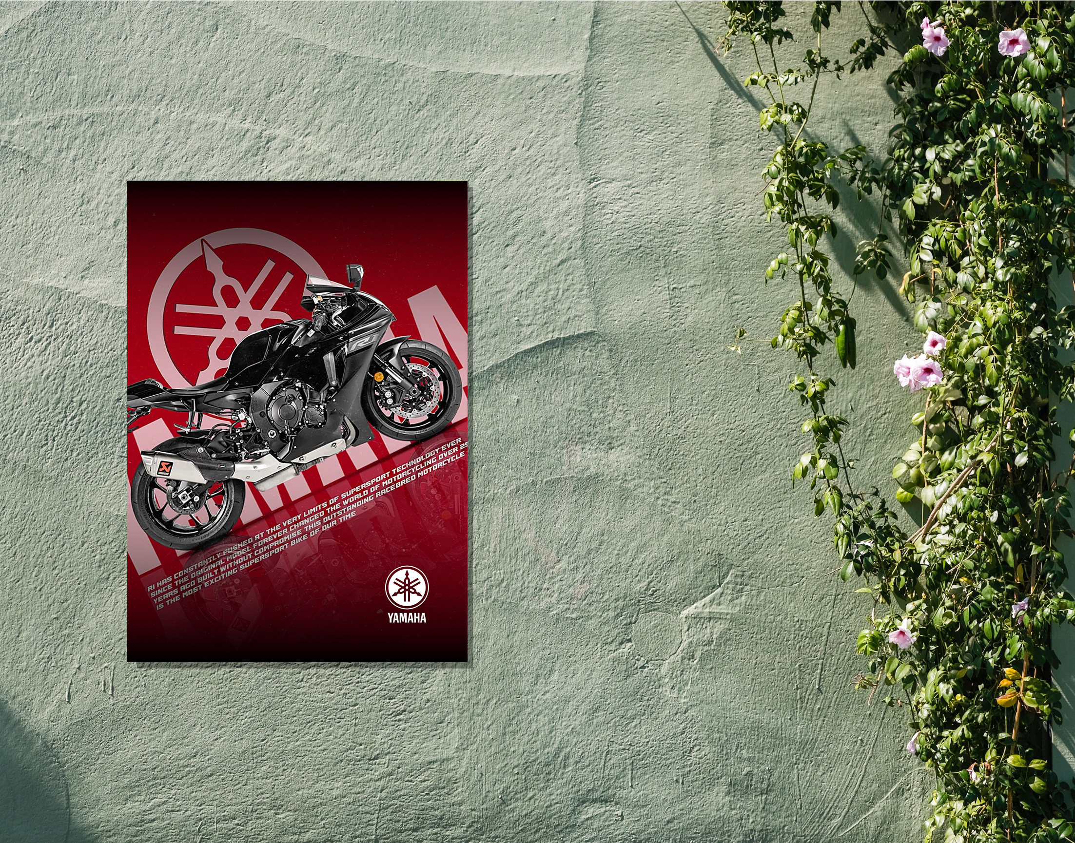 "YAMAHA - R1"- Shiny & Sturdy Metallic Poster  Art That Pops & Sticks
