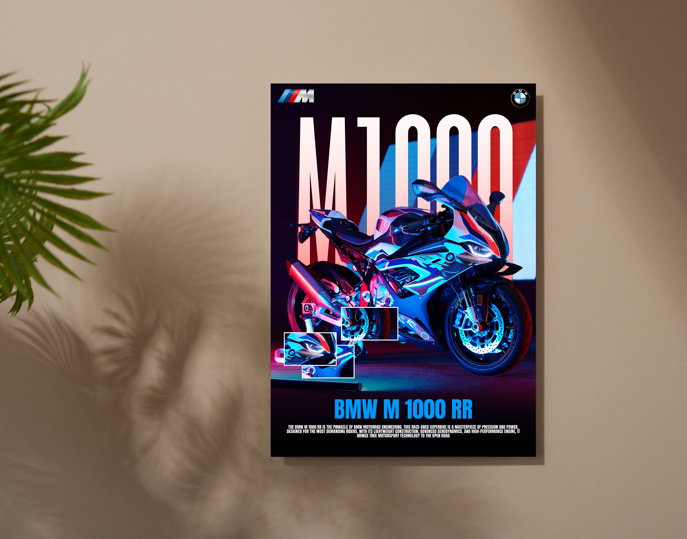 "BMW M 1000 RR"- Shiny & Sturdy Metallic Poster  Art That Pops & Sticks
