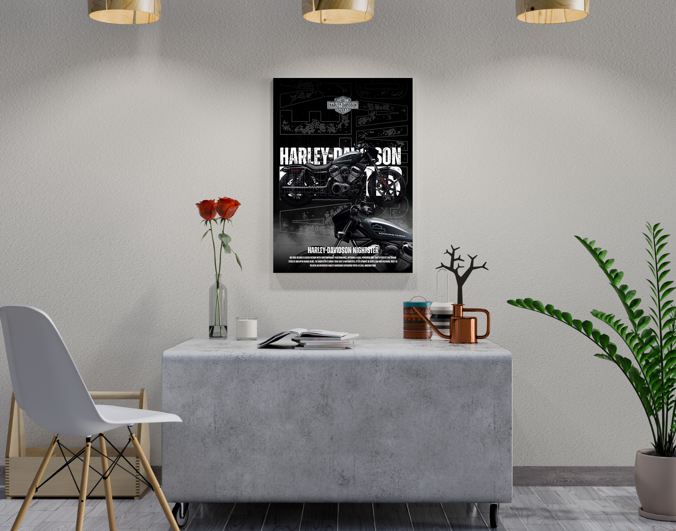 "HARLEY DAVIDSON NIGHTSTER"- Shiny & Sturdy Metallic Poster  Art That Pops & Sticks