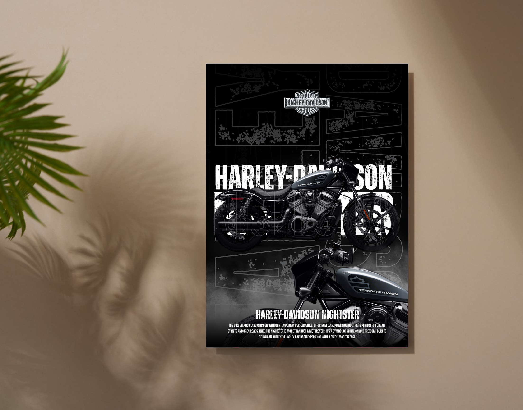 "HARLEY DAVIDSON NIGHTSTER"- Shiny & Sturdy Metallic Poster  Art That Pops & Sticks