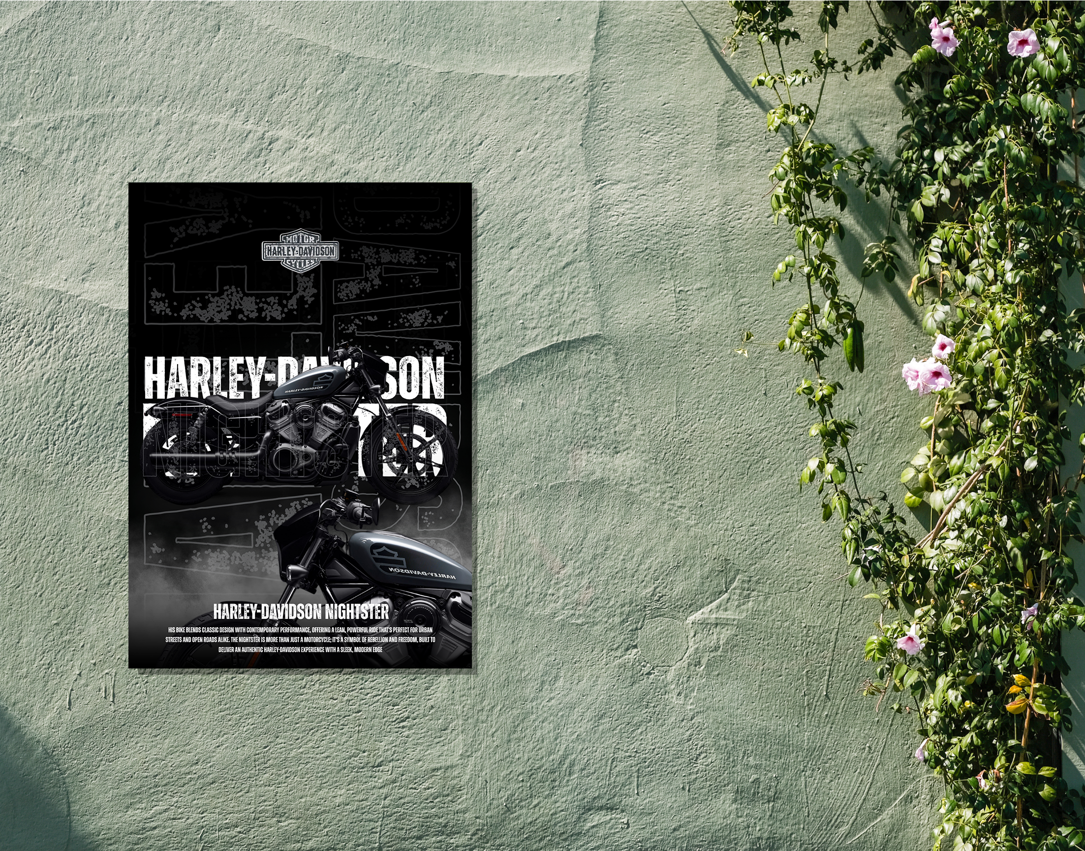 "HARLEY DAVIDSON NIGHTSTER"- Shiny & Sturdy Metallic Poster  Art That Pops & Sticks