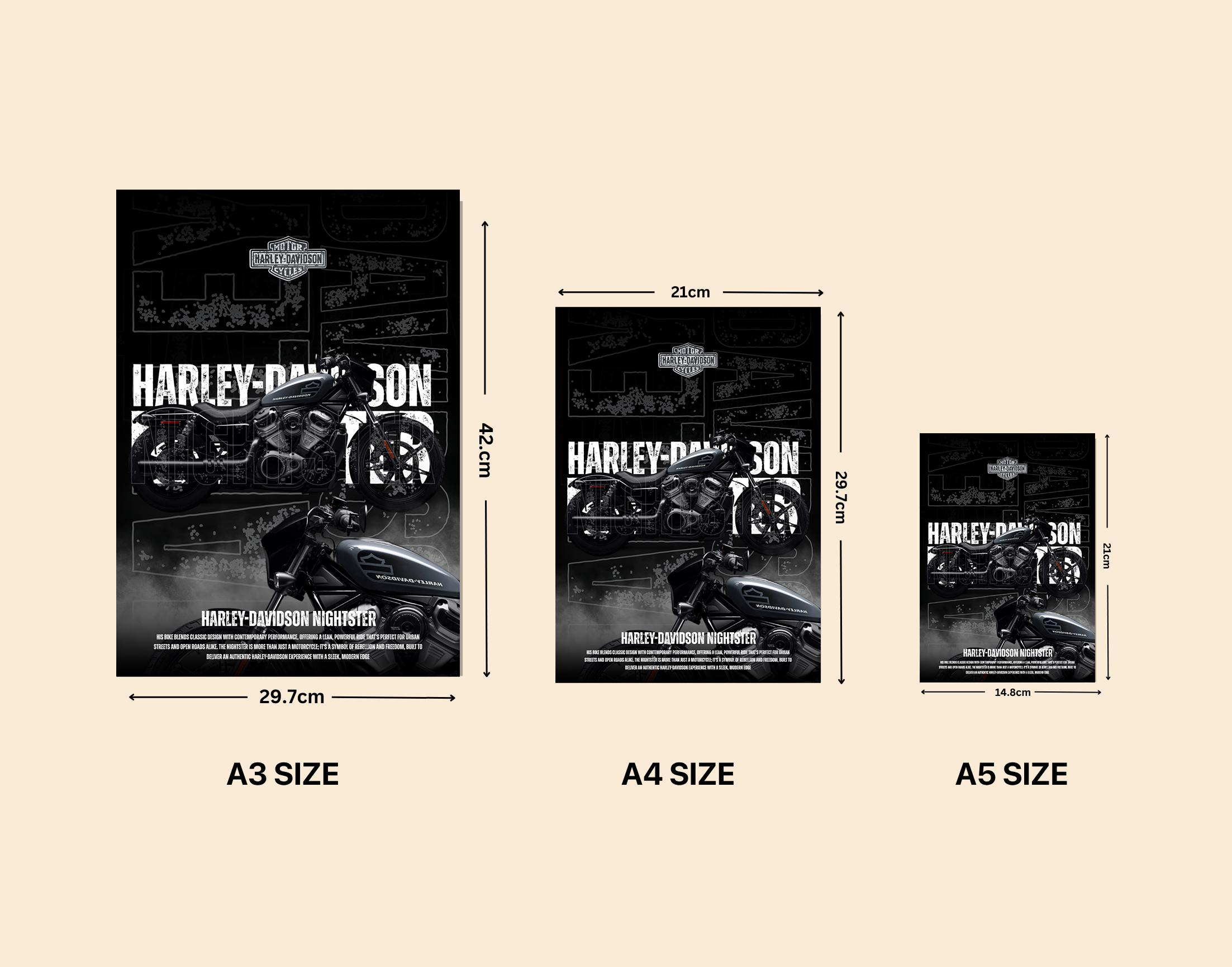 "HARLEY DAVIDSON NIGHTSTER"- Shiny & Sturdy Metallic Poster  Art That Pops & Sticks
