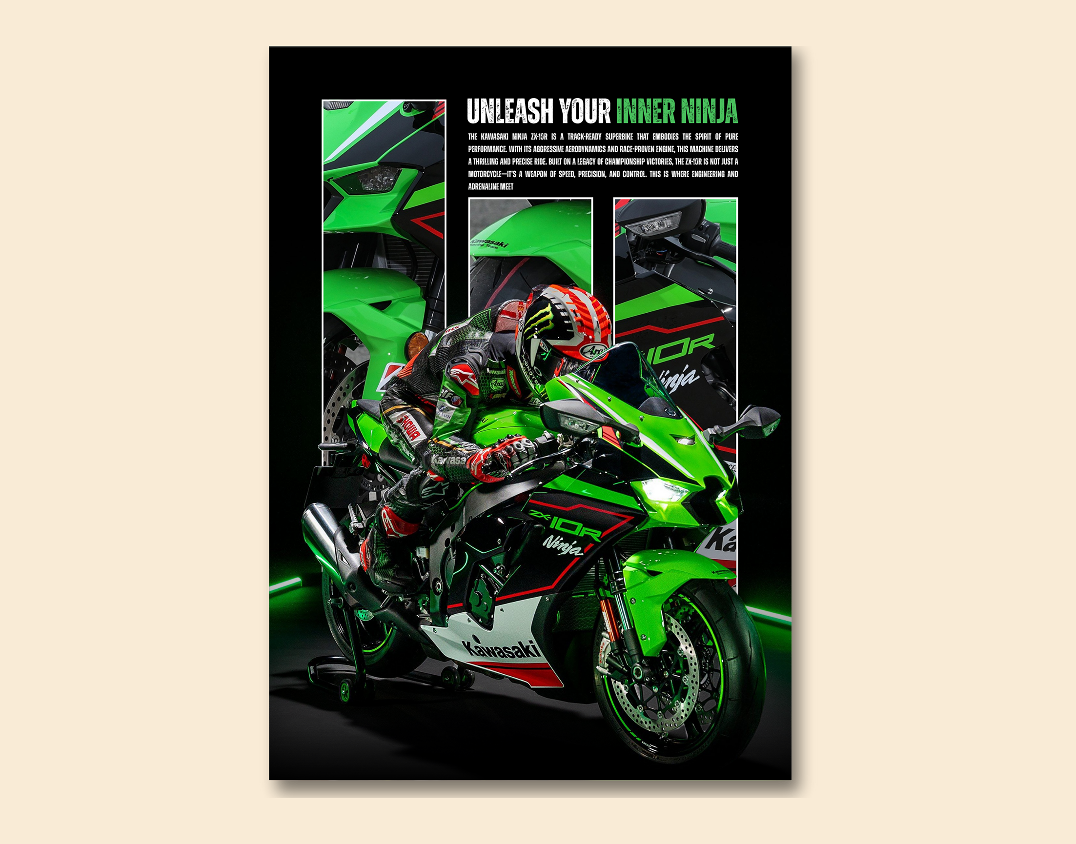 "UNLEASH YOUR INNER NINJA"- Shiny & Sturdy Metallic Poster  Art That Pops & Sticks