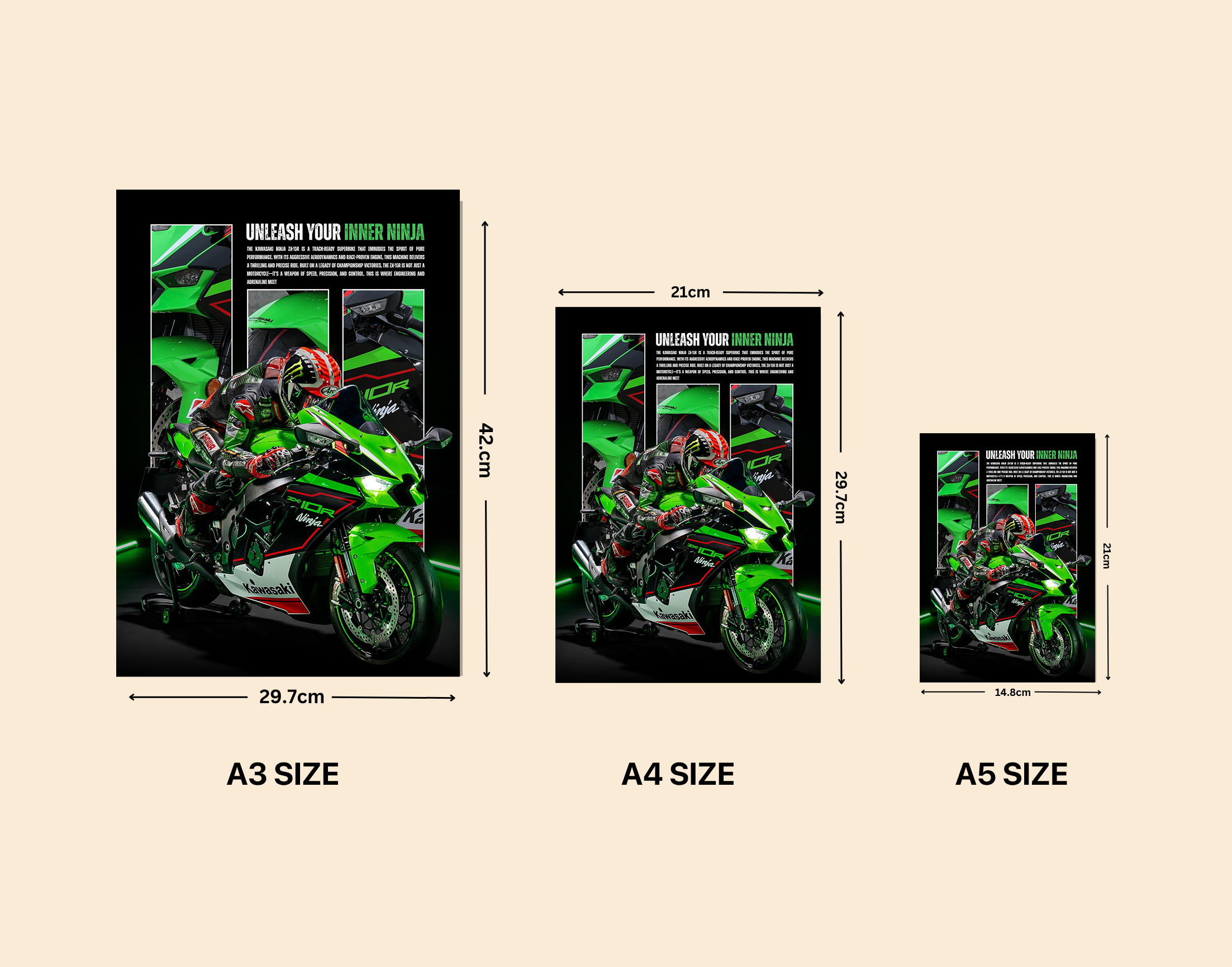 "UNLEASH YOUR INNER NINJA"- Shiny & Sturdy Metallic Poster  Art That Pops & Sticks