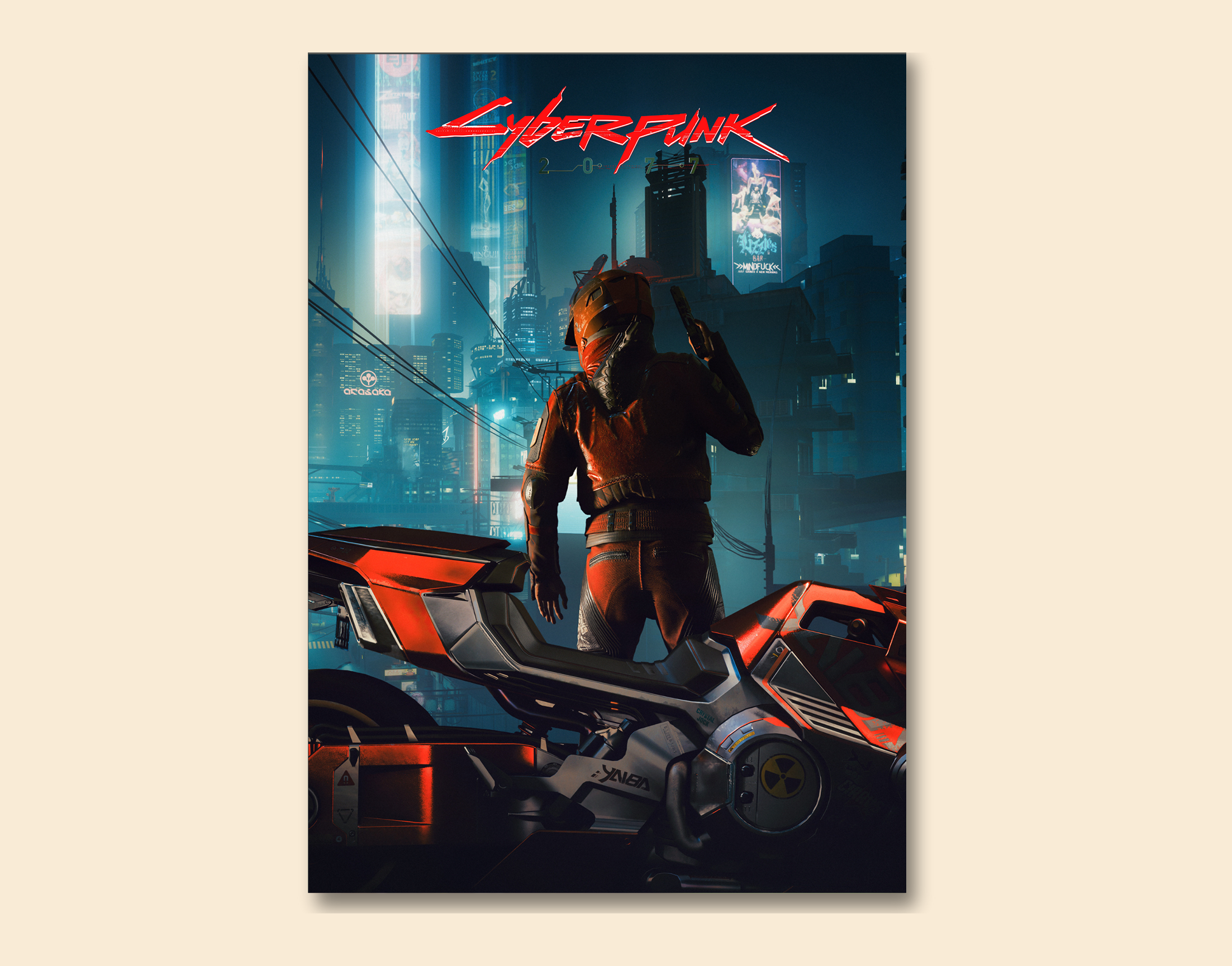 "CYBER RIDER"- Shiny & Sturdy Metallic Poster  Art That Pops & Sticks
