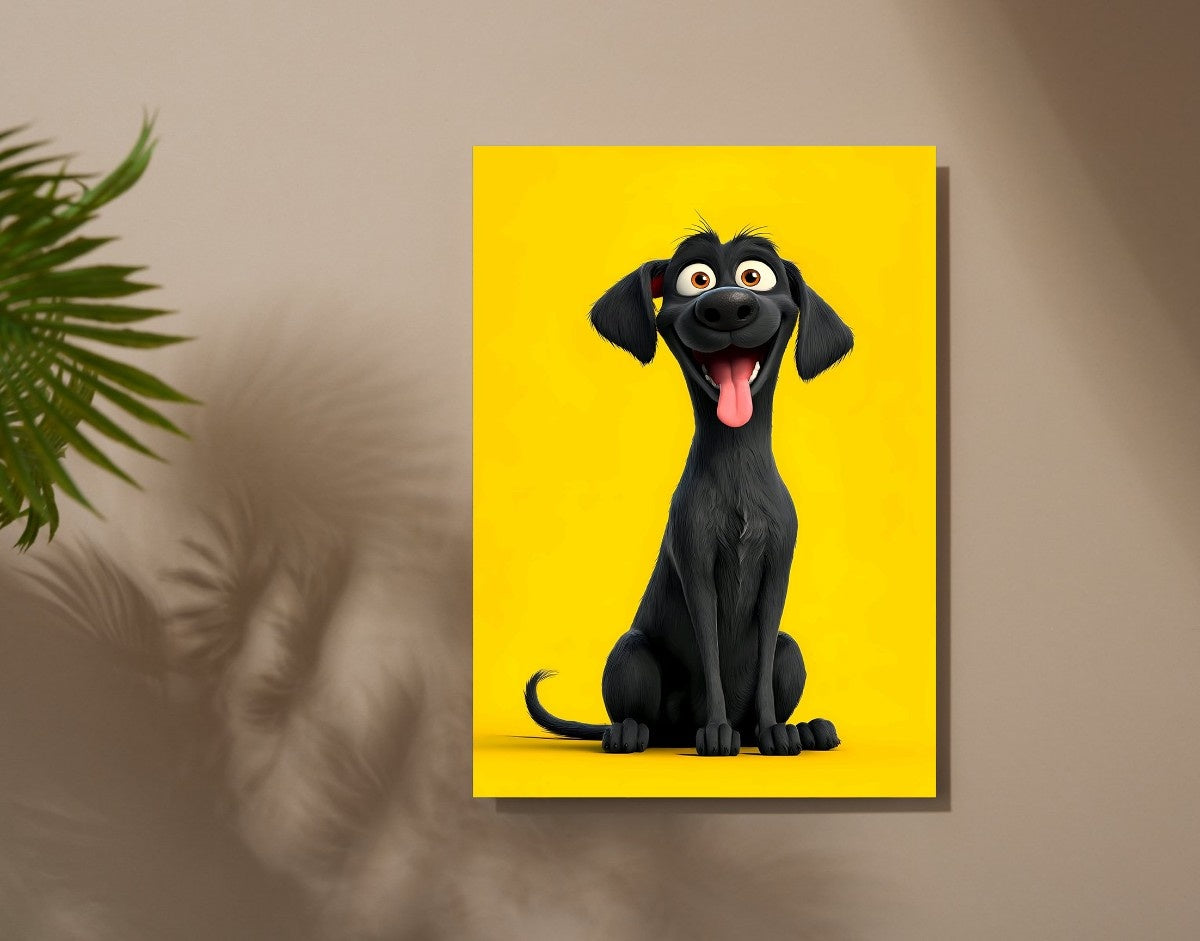 "Happy Pup" -Shiny & Sturdy Metallic Poster Art That Pops & Sticks
