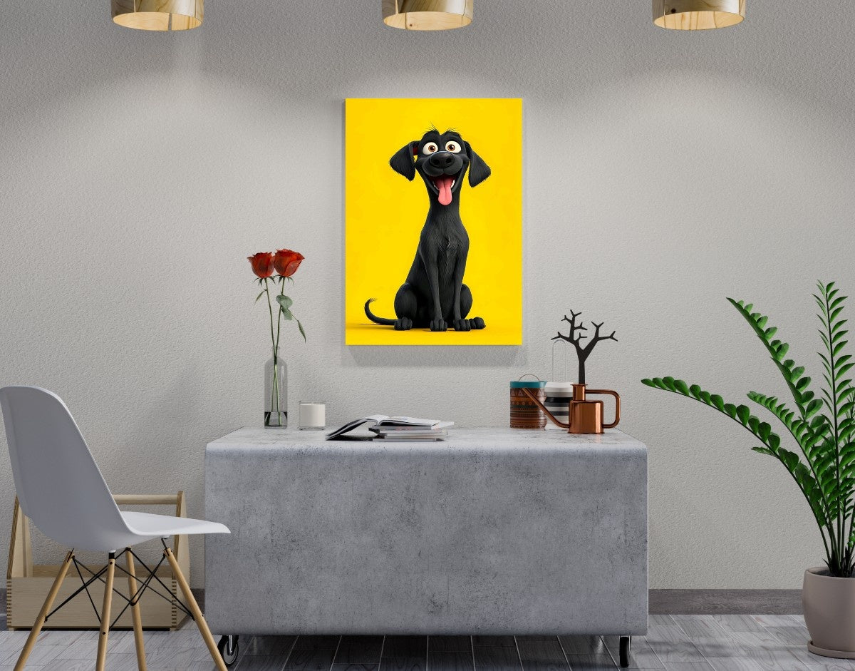 "Happy Pup" -Shiny & Sturdy Metallic Poster Art That Pops & Sticks