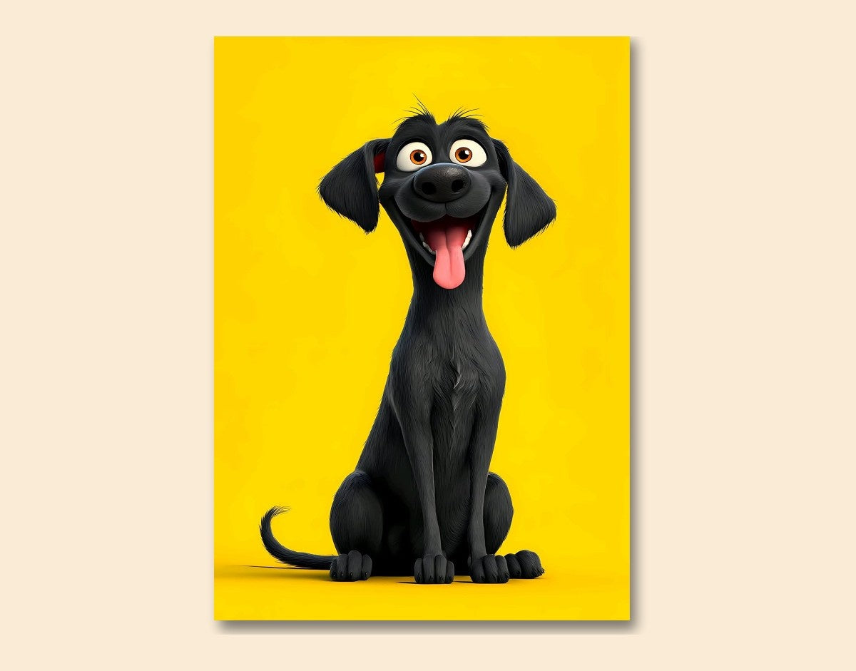 "Happy Pup" -Shiny & Sturdy Metallic Poster Art That Pops & Sticks