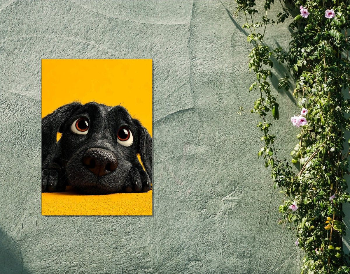 "Puppy Eyes"- Shiny & Sturdy Metallic Poster  Art That Pops & Sticks