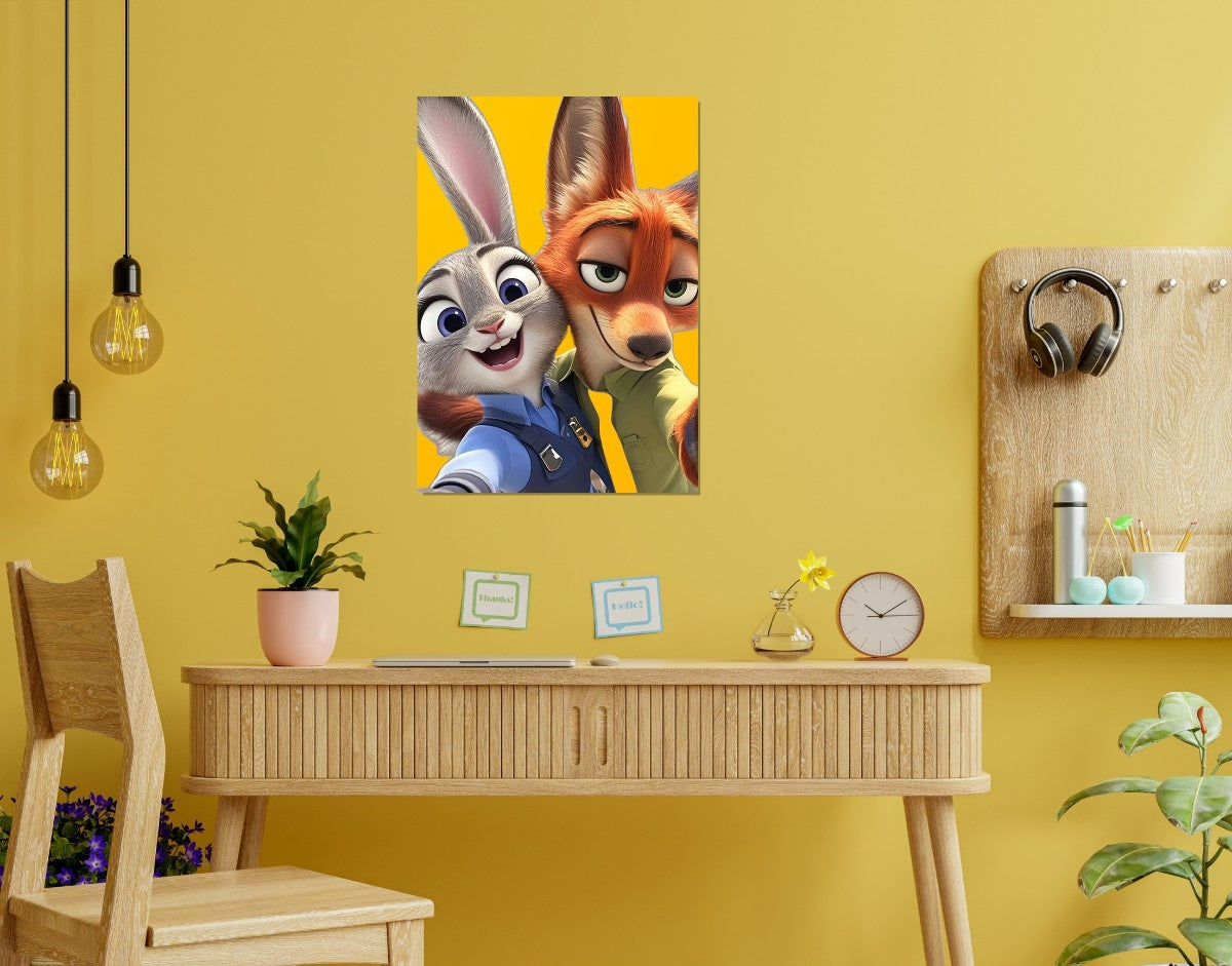 "Zootopia Duo"- Shiny & Sturdy Metallic Poster  Art That Pops & Sticks