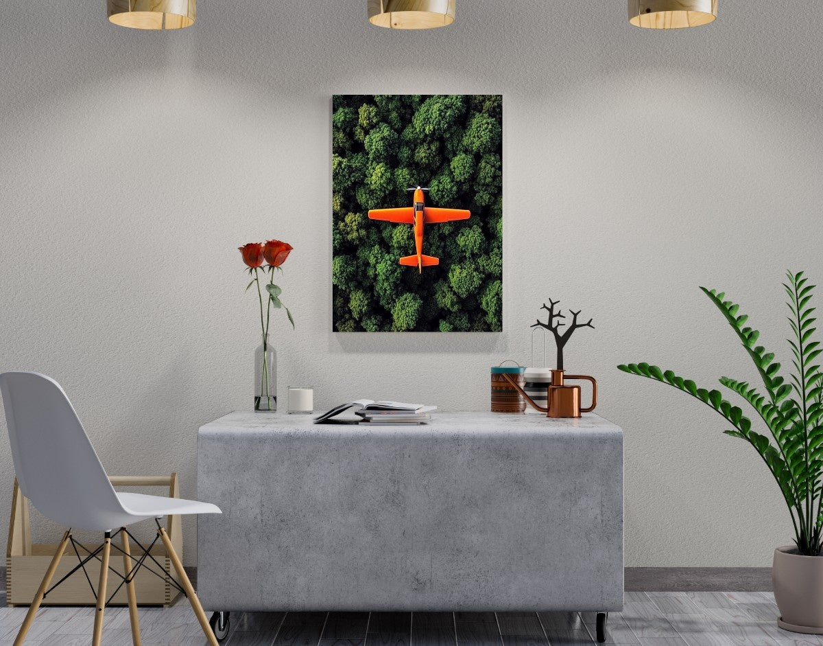 "Orange Skyplane"- Shiny & Sturdy Metallic Poster  Art That Pops & Sticks