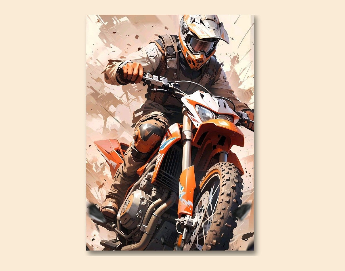 "Dirt Rider"- Shiny & Sturdy Metallic Poster  Art That Pops & Sticks
