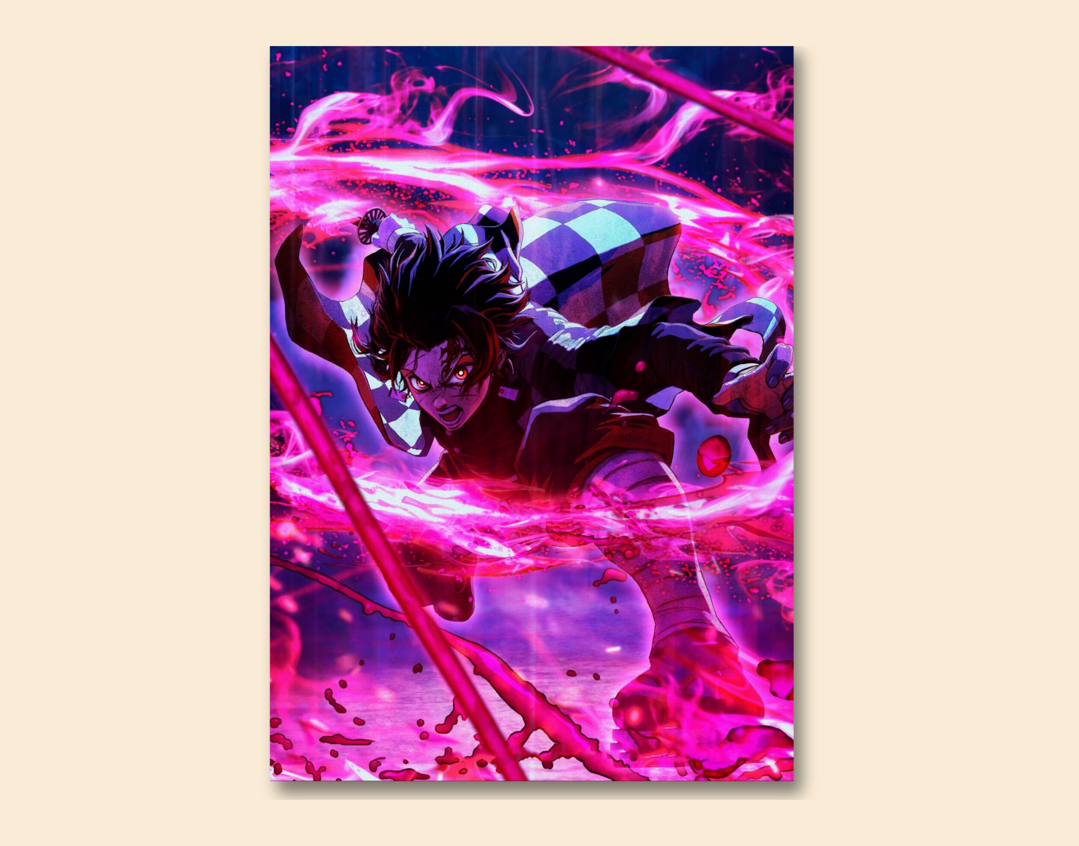 "DEMON SLAYER : KIMETSU NO YAIBA- ANIME"- Shiny & Sturdy Metallic Poster  Art That Pops & Sticks (Literally!)