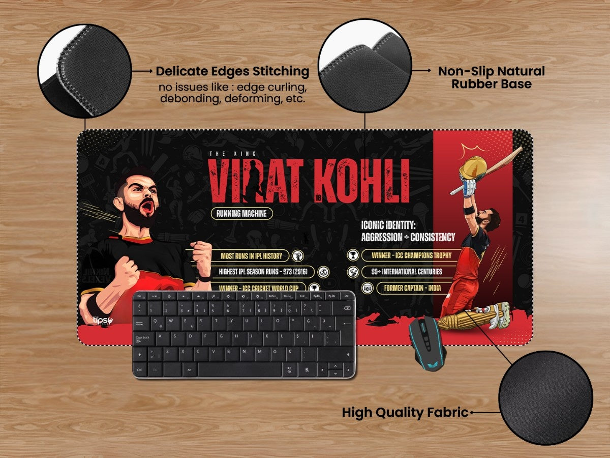 "THE KING VIRAT - CRICKET FANDOM" Gaming Mousepad Elevate Your Gaming Experience