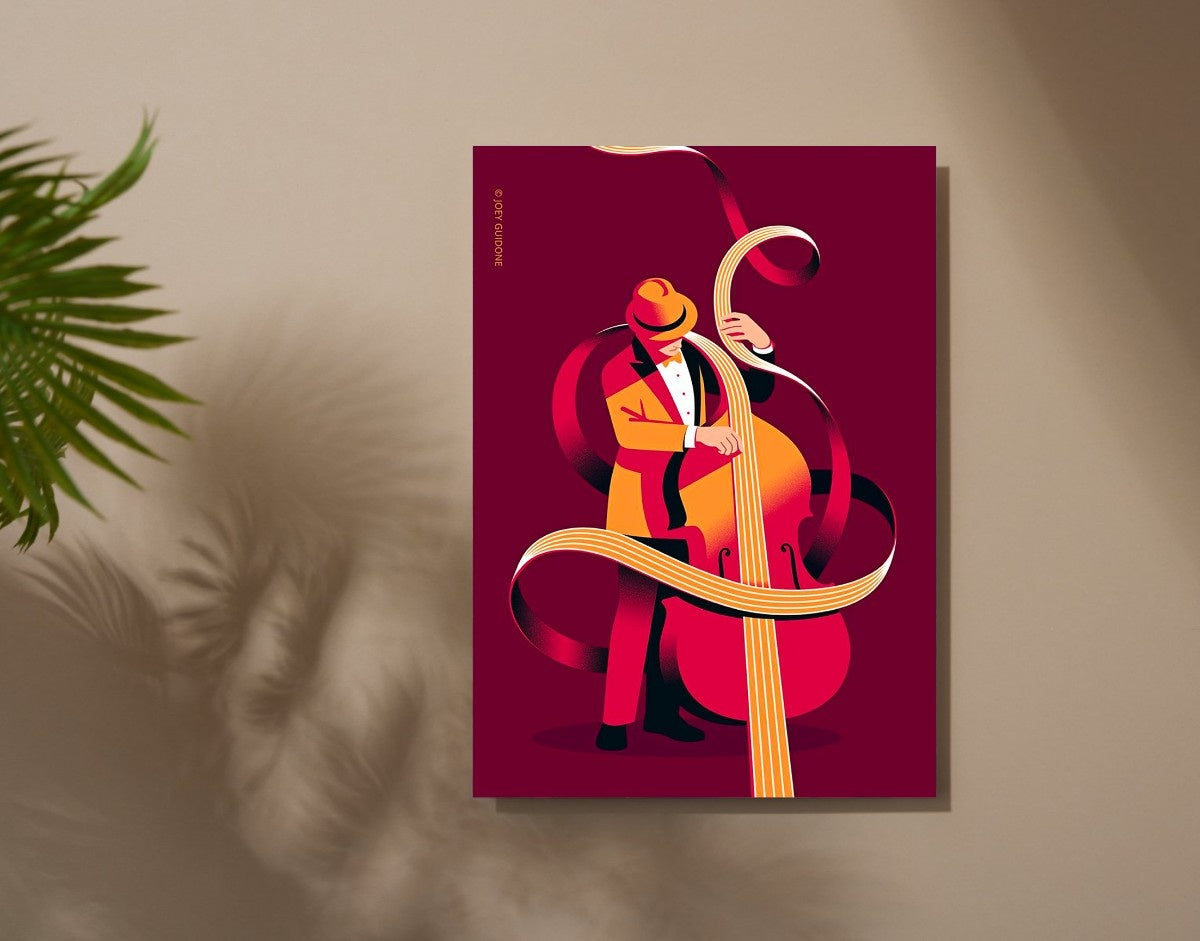 "Jazz Strings"- Shiny & Sturdy Metallic Poster  Art That Pops & Sticks