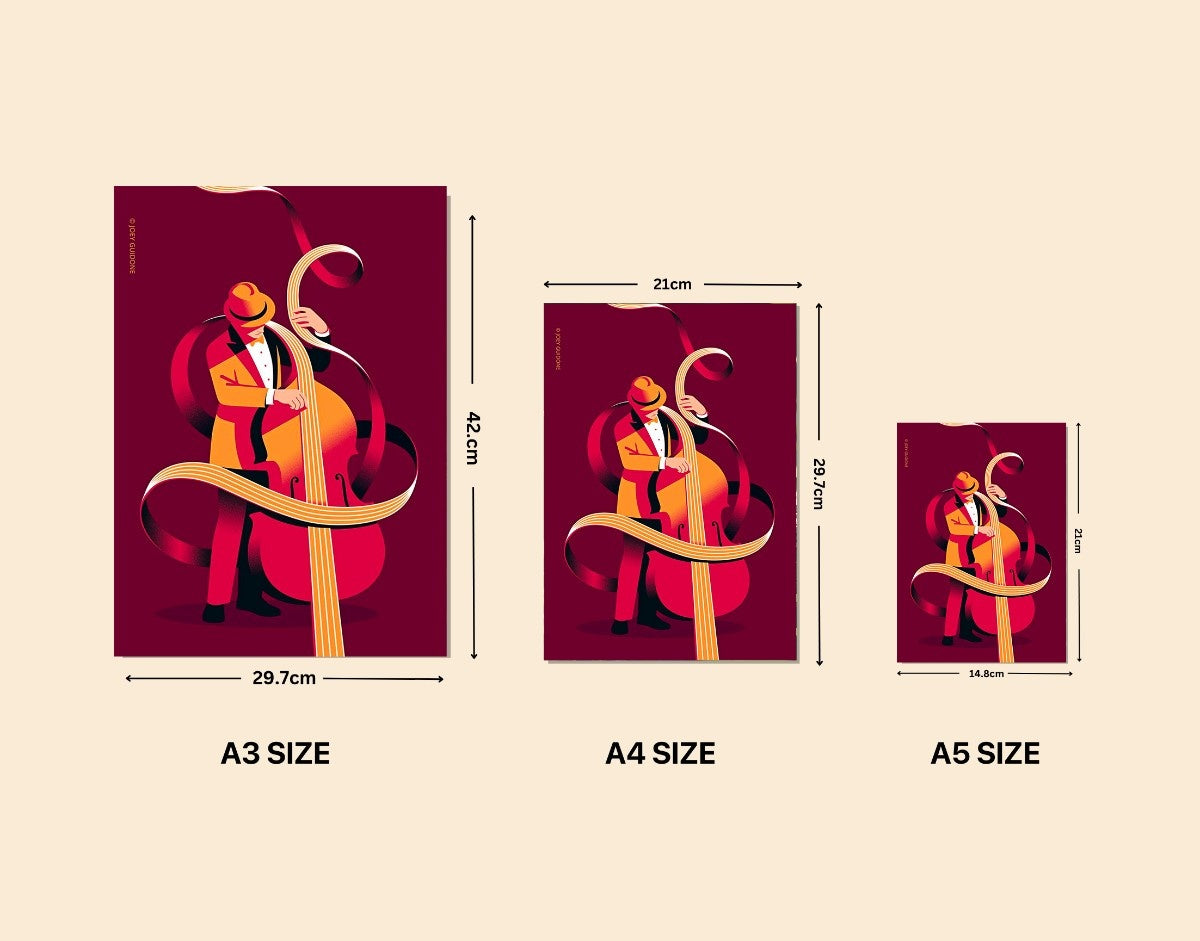 "Jazz Strings"- Shiny & Sturdy Metallic Poster  Art That Pops & Sticks