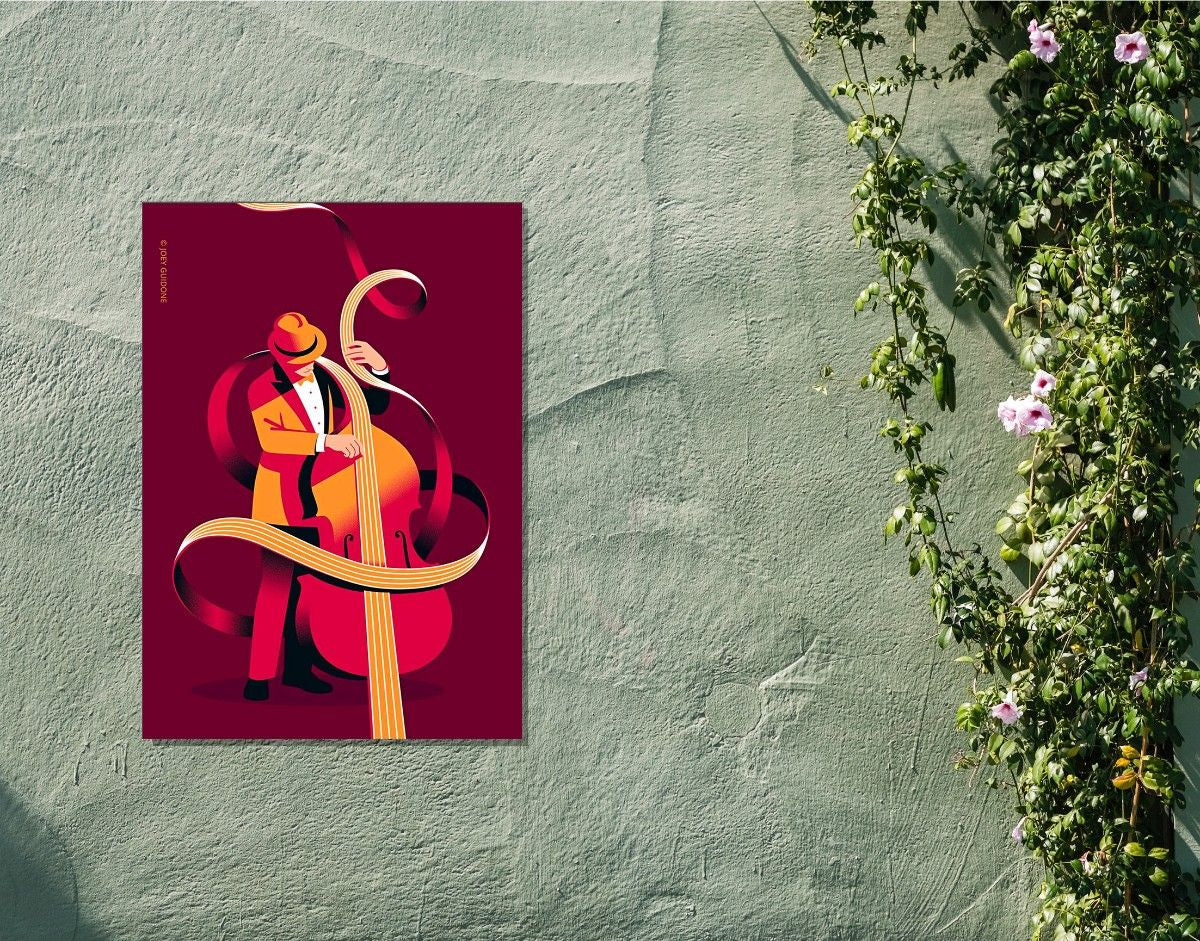 "Jazz Strings"- Shiny & Sturdy Metallic Poster  Art That Pops & Sticks