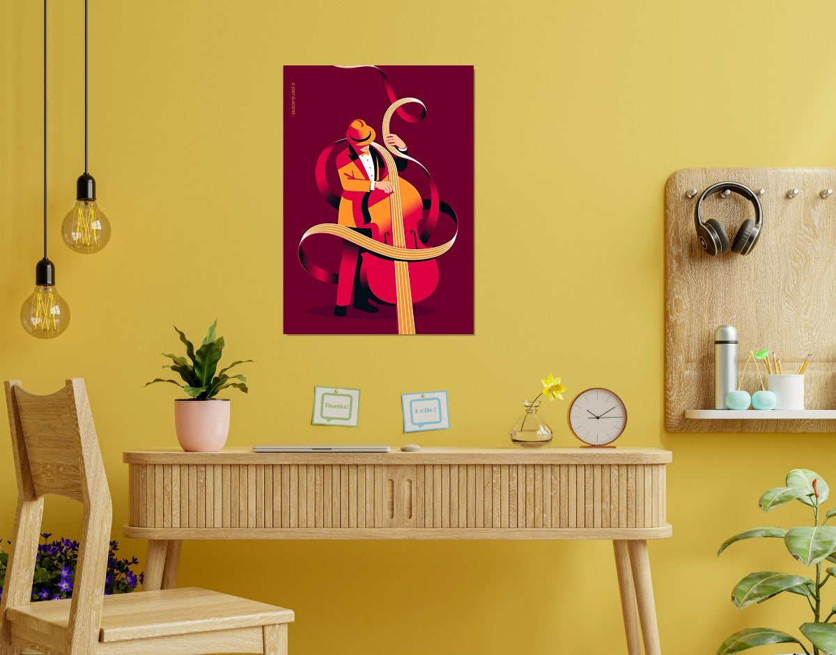 "Jazz Strings"- Shiny & Sturdy Metallic Poster  Art That Pops & Sticks