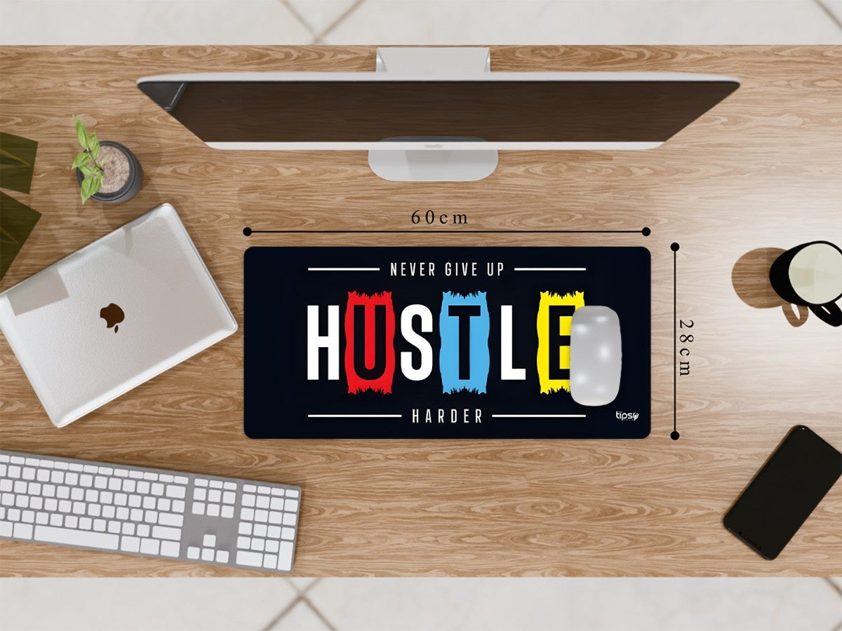 "NEVER GIVE UP HUSTLE HARDER" Gaming Mousepad Elevate Your Gaming Experience