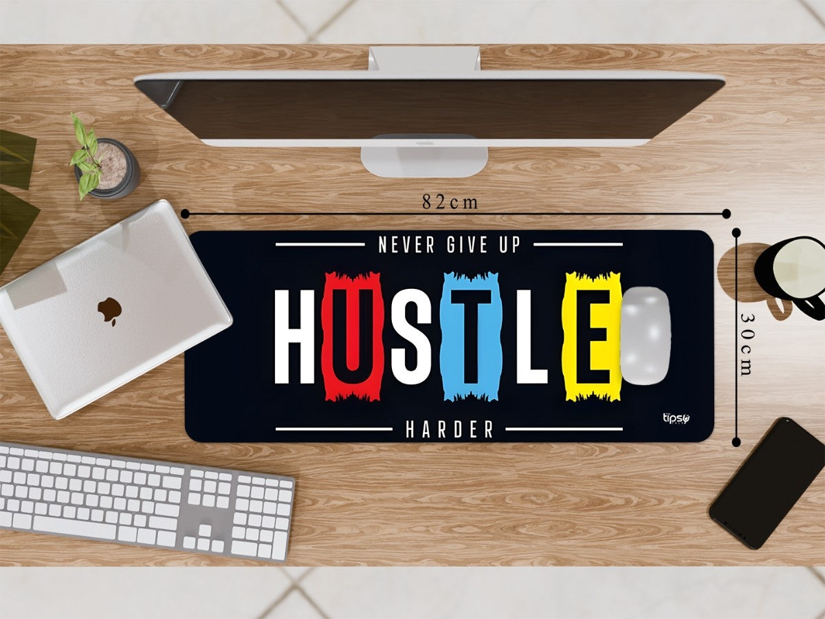 "NEVER GIVE UP HUSTLE HARDER" Gaming Mousepad Elevate Your Gaming Experience